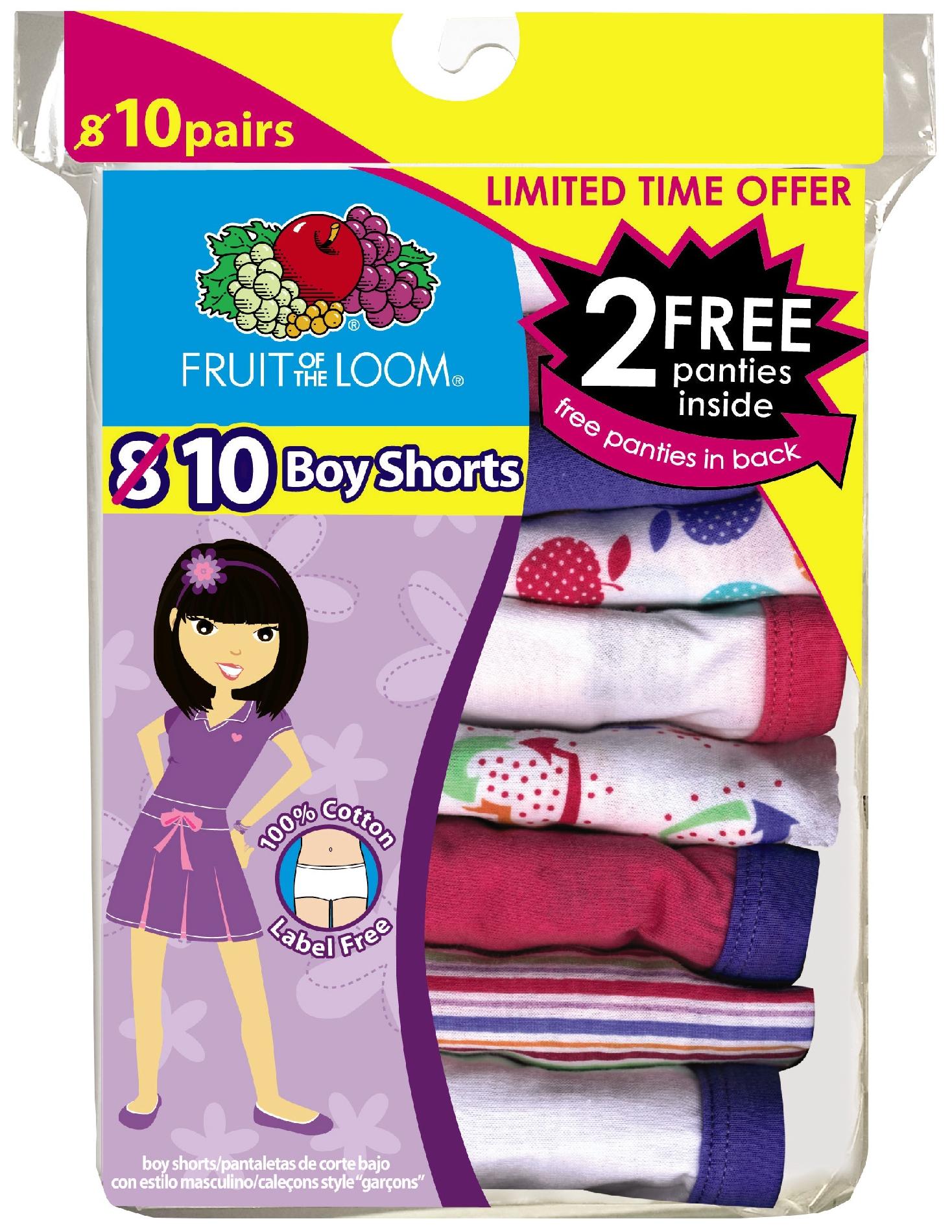 Fruit of the Loom Girl's 11-Pack Boy Shorts - Assorted Prints & Solids
