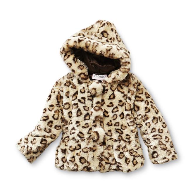 Pistachio Infant & Toddler Girl's Faux Fur Hooded Winter Coat Leopard