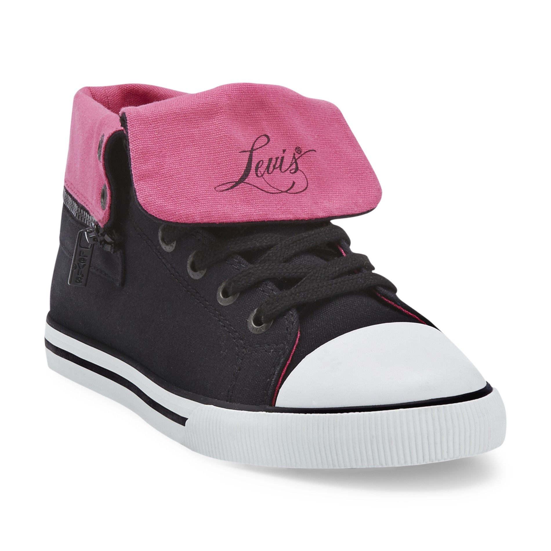 Levi's Women's Dhalia Zipper Black/Fuchsia High-Low Athletic Shoes