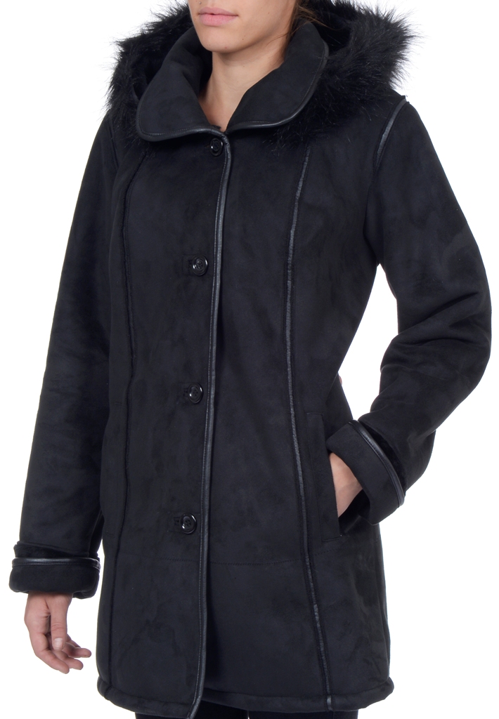 R&O Women's Faux Shearling Walker with Princess Seams Coat - Online Exclusive