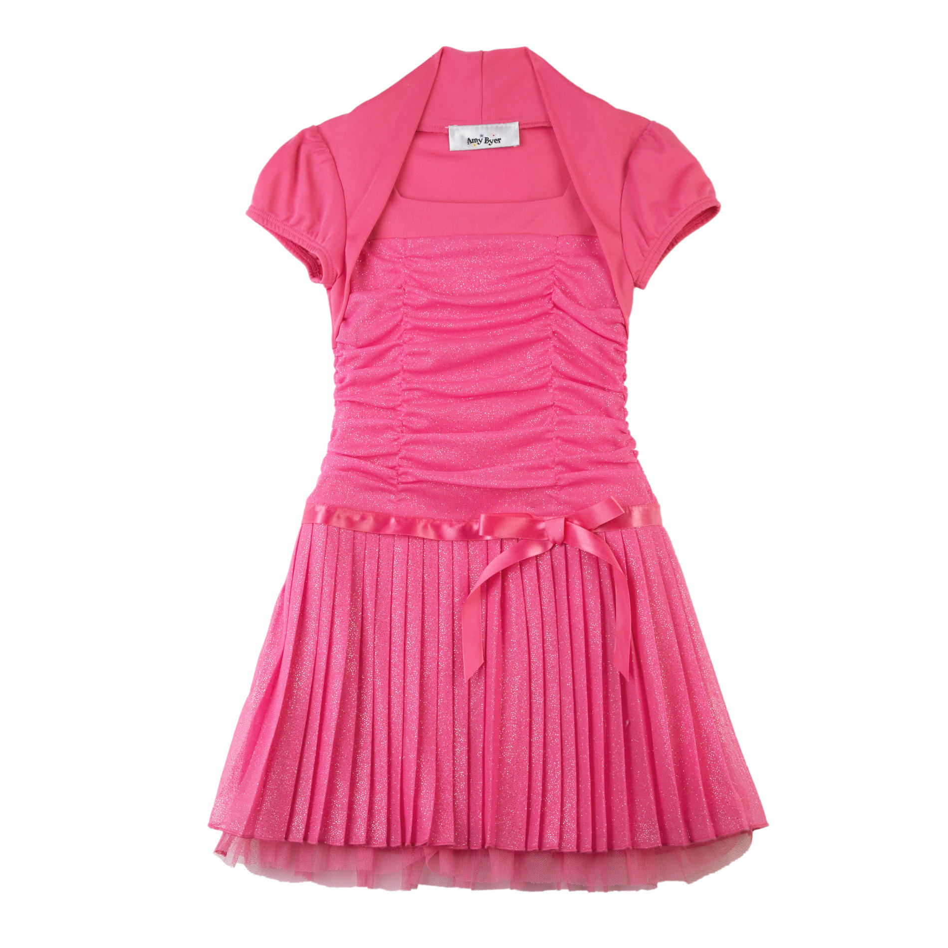 Amy's Closet Girl's Shirred Dress & Shrug - Glittered