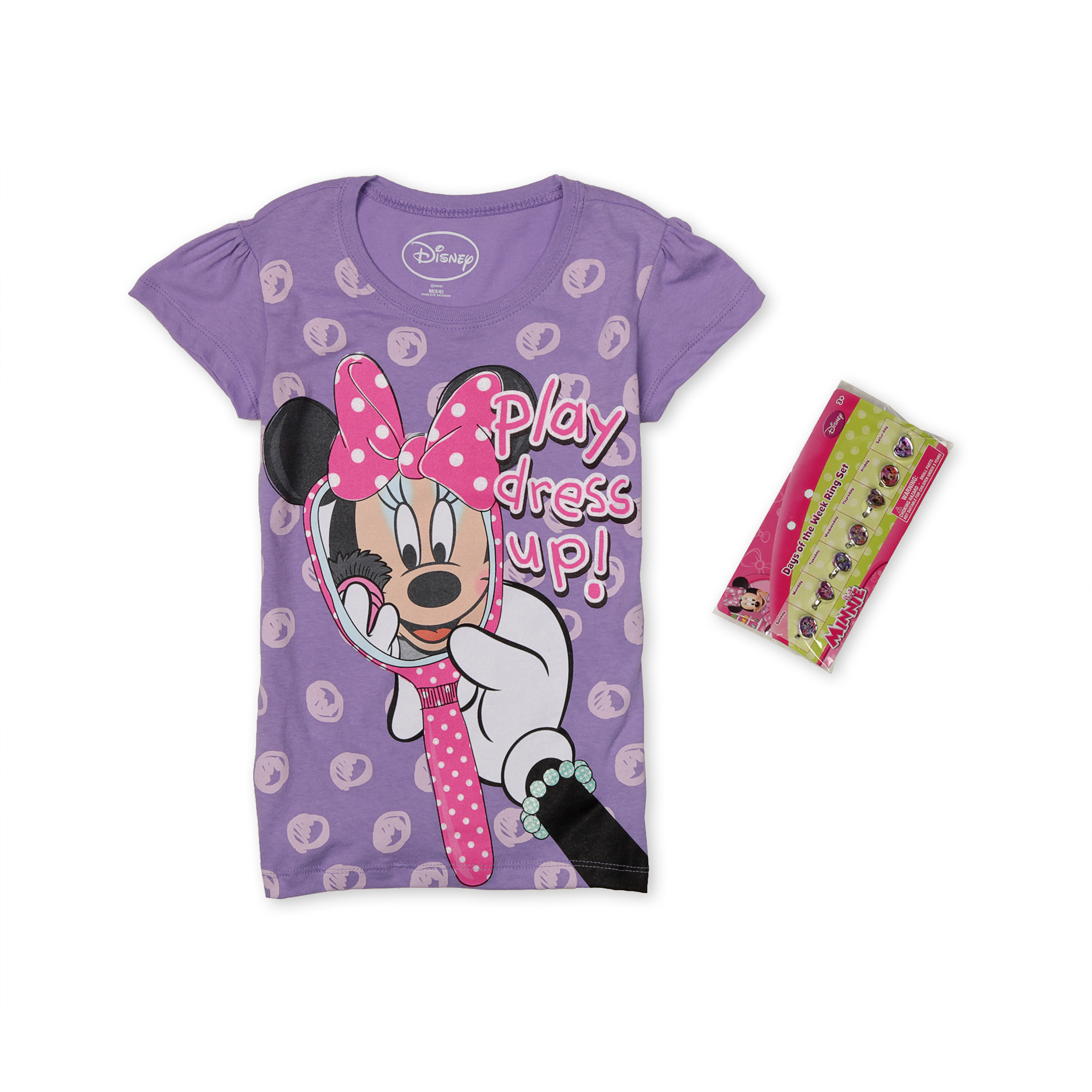 Disney Minnie Mouse Girl's Top & Fashion Rings - Dress Up