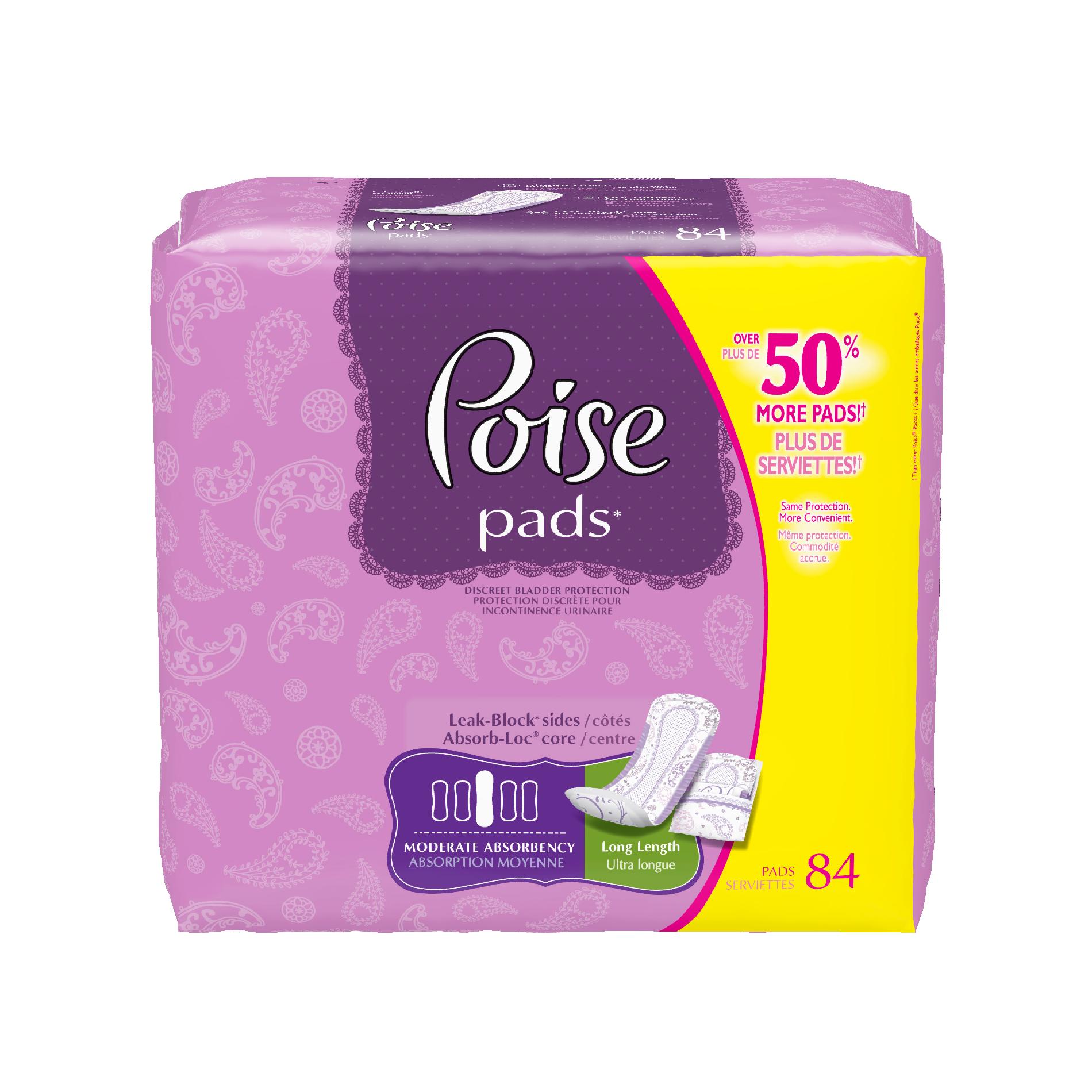 Moderate Absorbency Pads, Long, 84ct