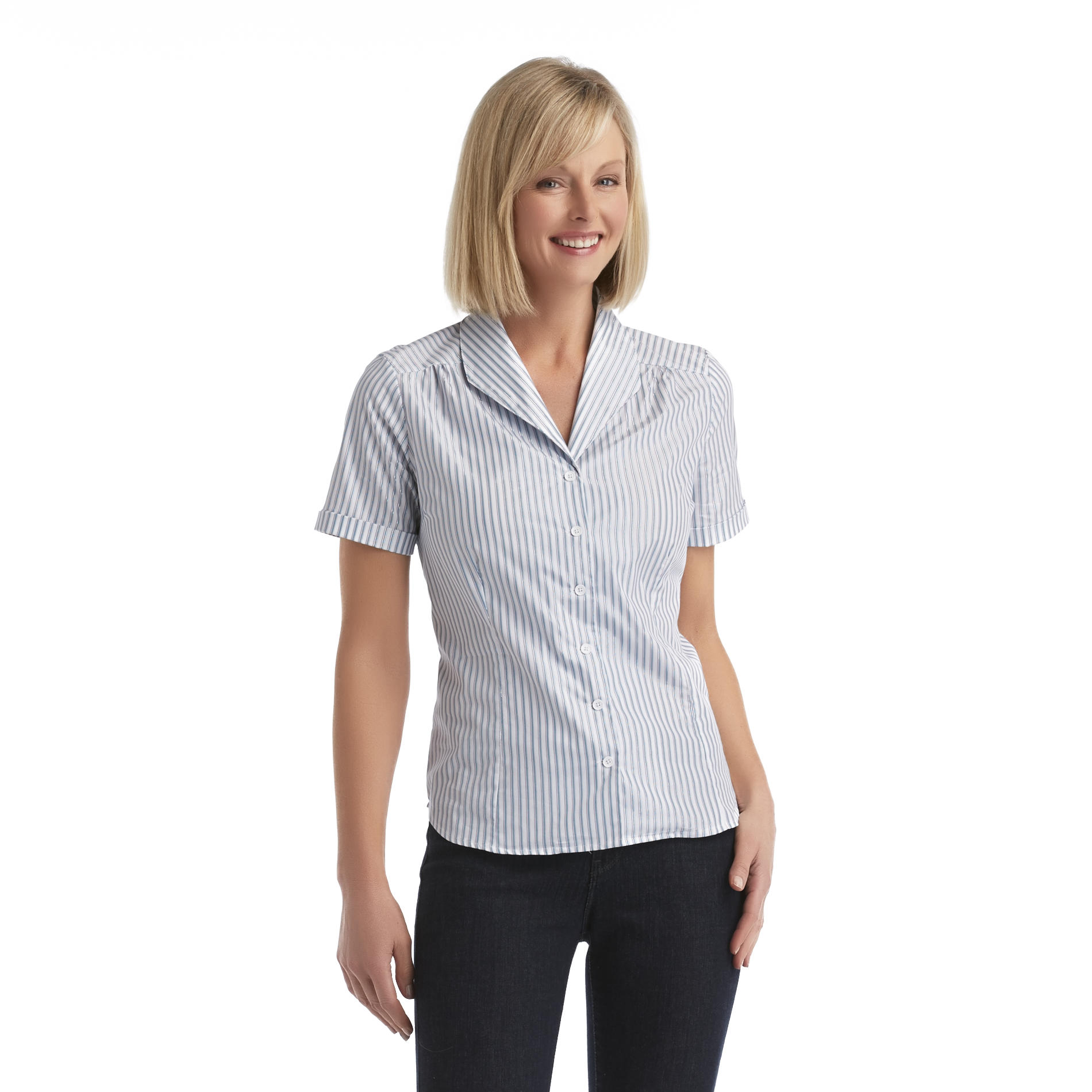 Jaclyn Smith Women's Button-Front Shirt - Striped