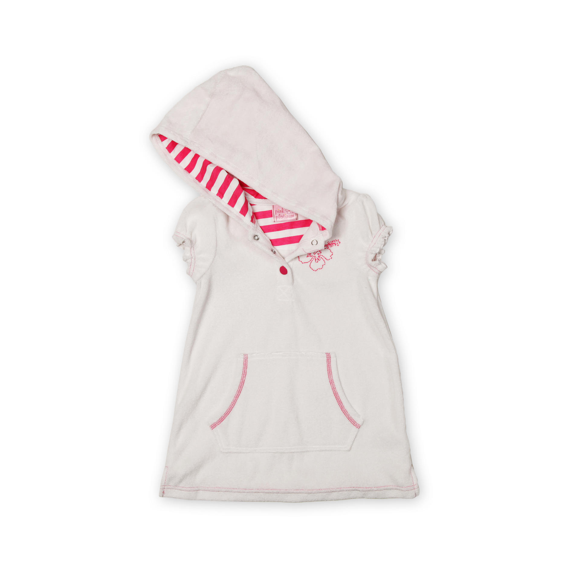 Pink Platinum Toddler Girl's Terry Cover-Up - Hibiscus & Stripes