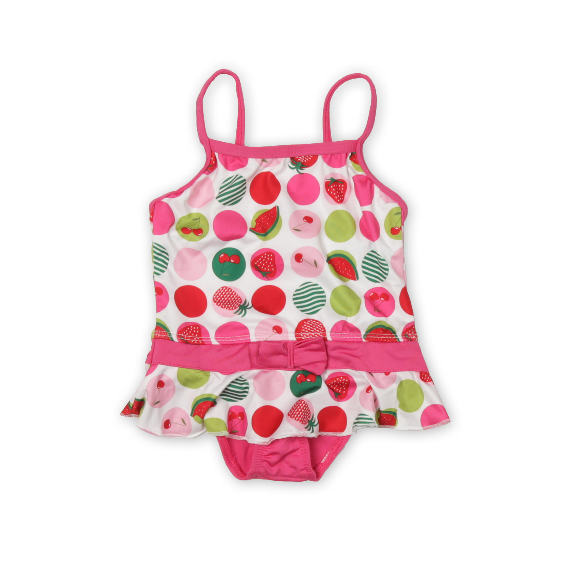 Pink Platinum Infant Girl's Skirted One-Piece Swimsuit - Fruit Dots