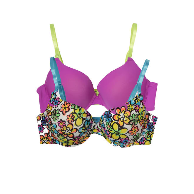 Joe Boxer Women's Demi Push Up Bra Floral Print/Purple