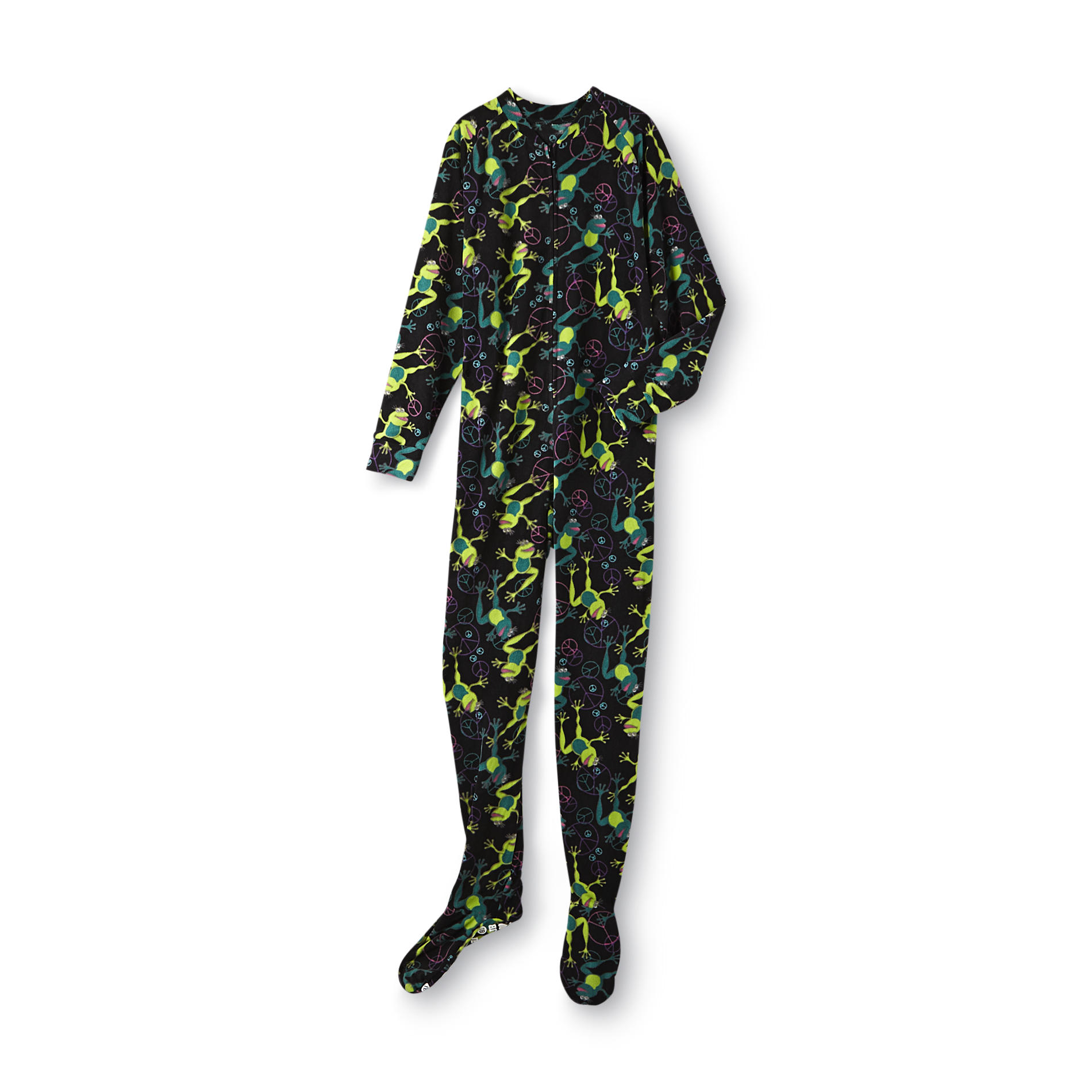 Joe Boxer Women's Plus Footie Pajamas - Frogs & Peace Signs