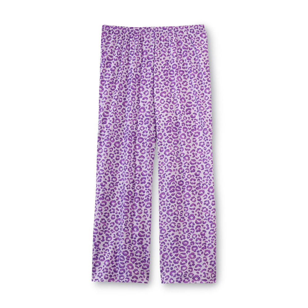 Pink K Women's Pajama Top  Pants & Socks - Leopard Print