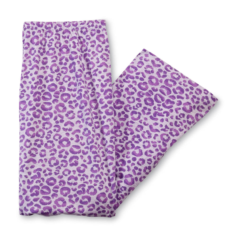 Pink K Women's Pajama Top  Pants & Socks - Leopard Print