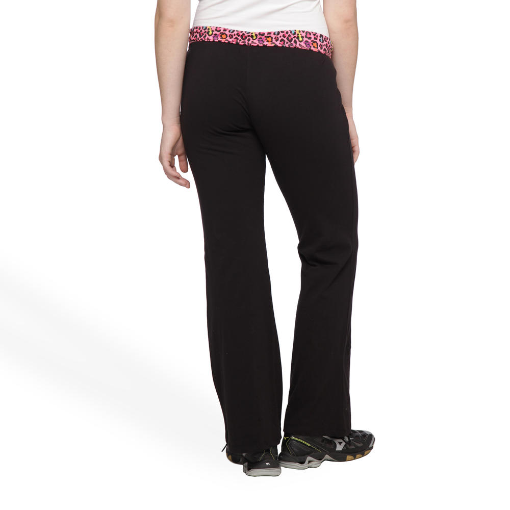 Joe Boxer Women's Plus Overlap Waist Yoga Pants - Leopard
