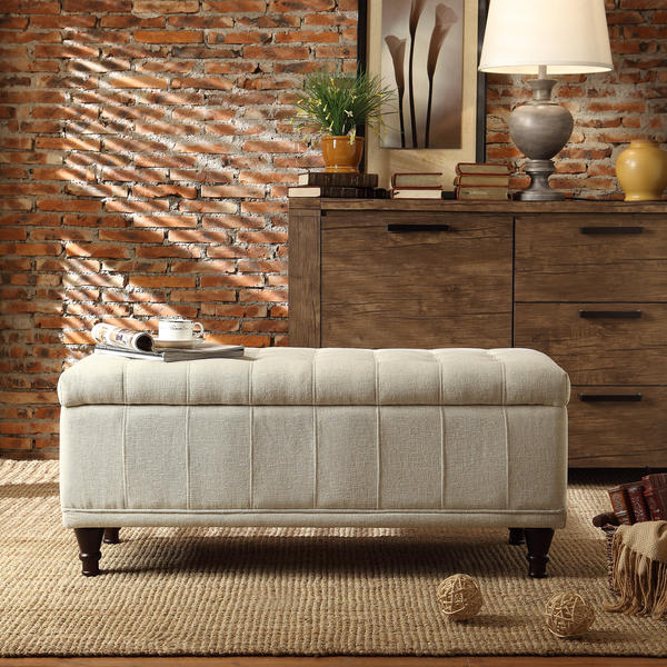 Oxford Creek Contemporary Haslett Lift Top Tufted Storage Bench