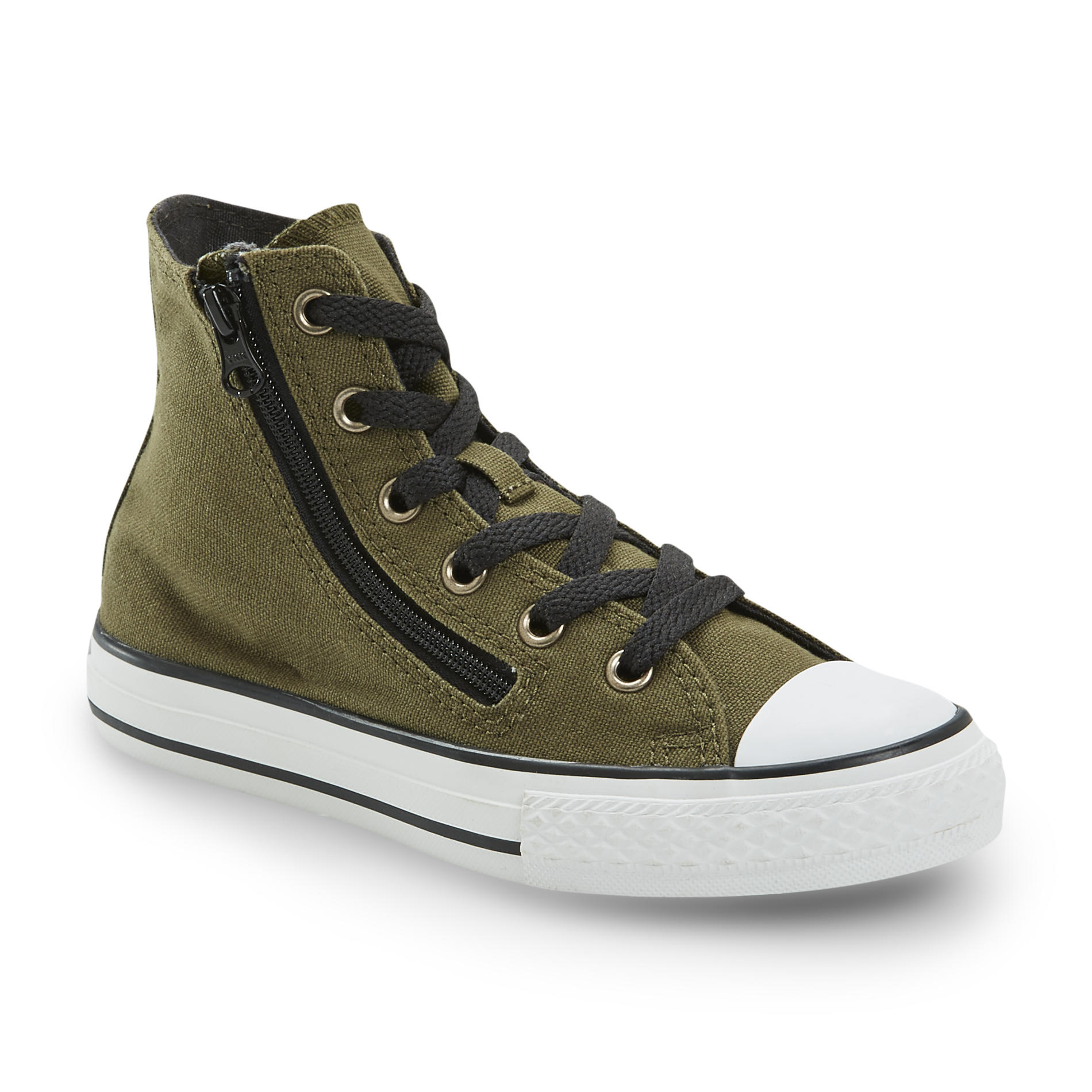 Converse Chuck Taylor All Star Youth's Dark Green Double-Zip High-Top Sneaker