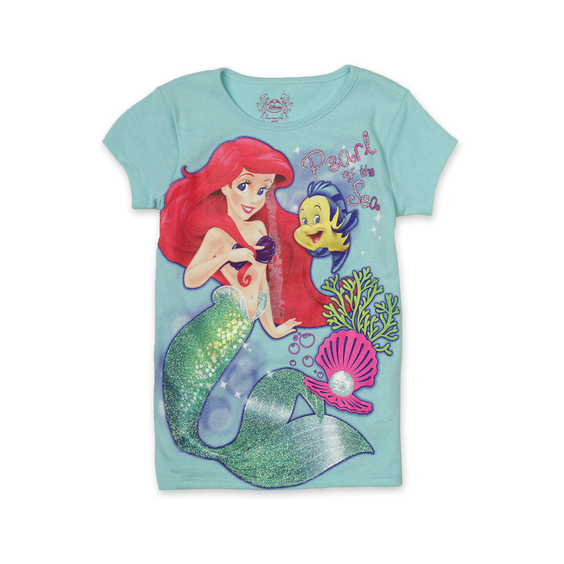Disney Princess Girl's Cap-Sleeve Top - Ariel & Flounder