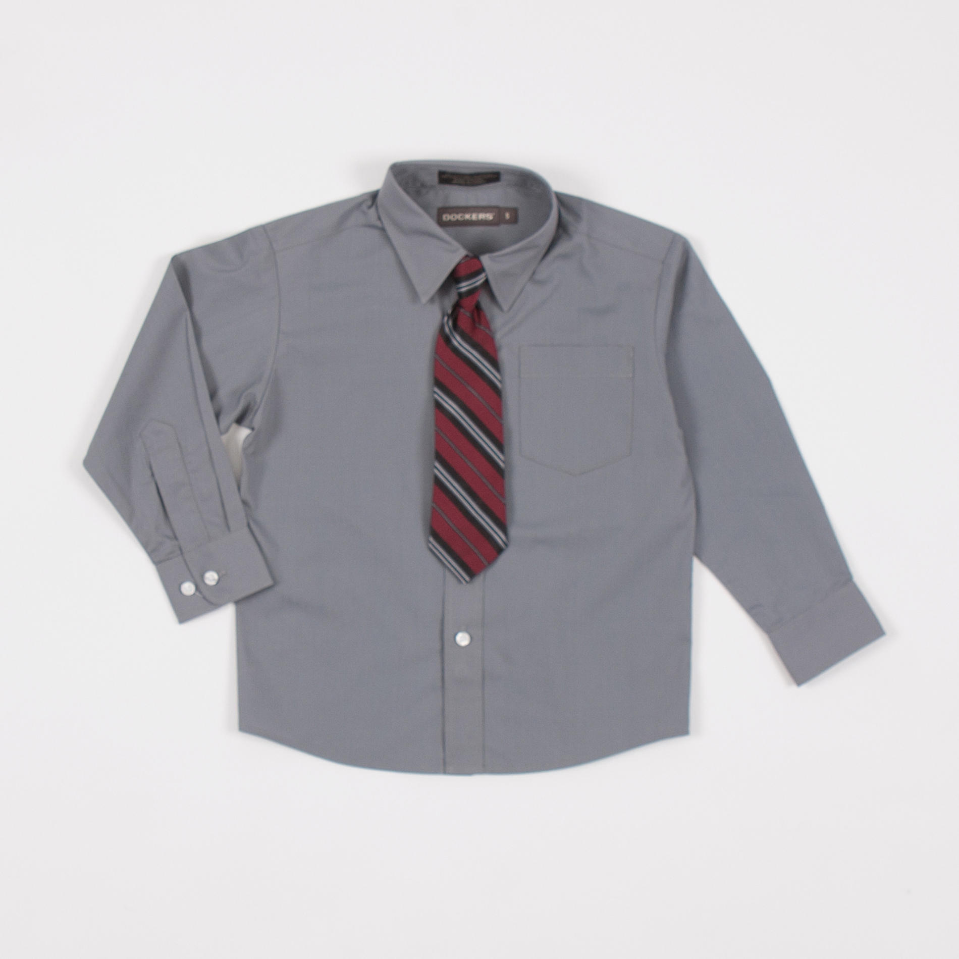 Dockers Boy's Dress Shirt & Tie - Striped