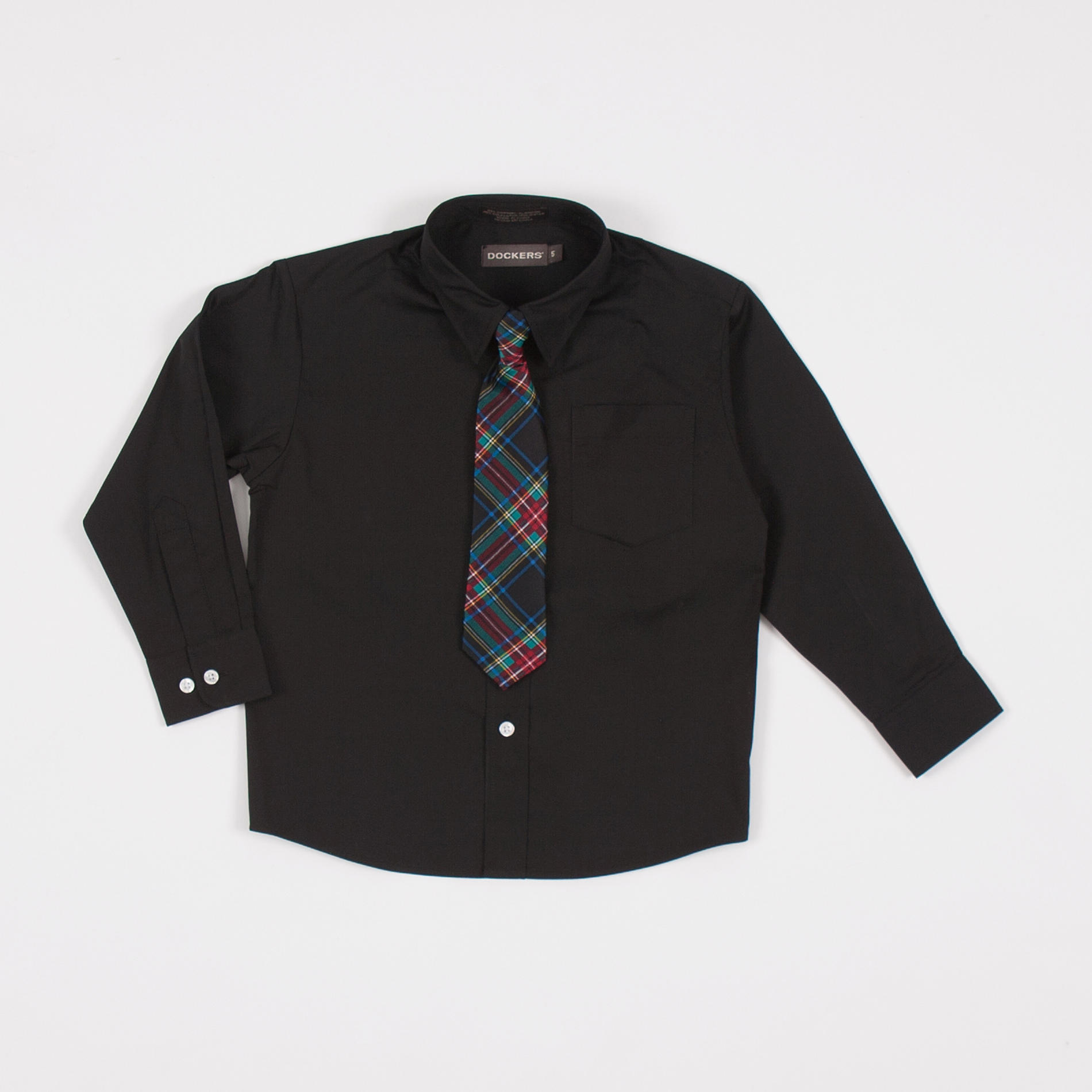 Dockers Boy's Dress Shirt & Tie - Plaid