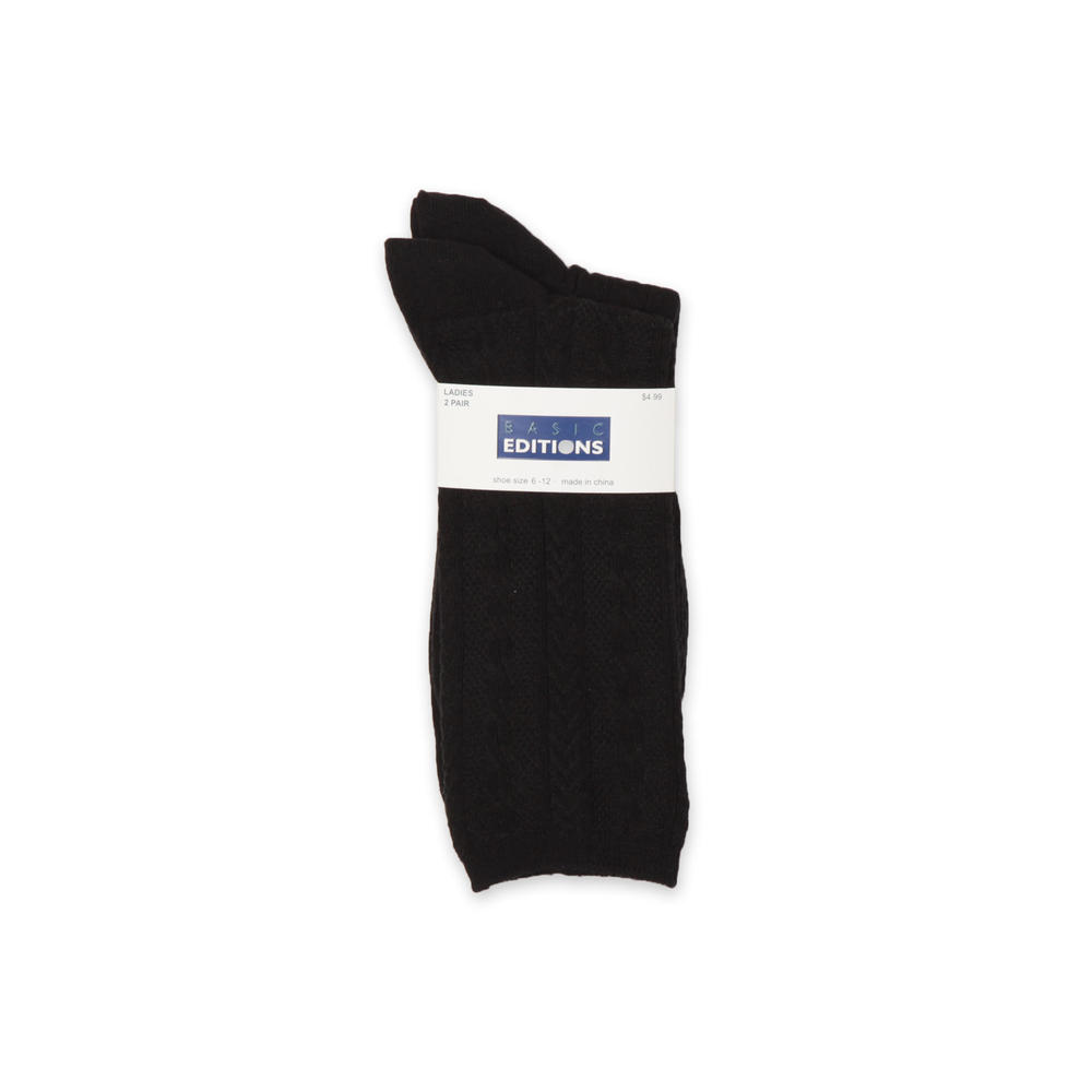 Basic Editions Women's 2-Pairs Knit Crew Socks - Wardrobe Assortment