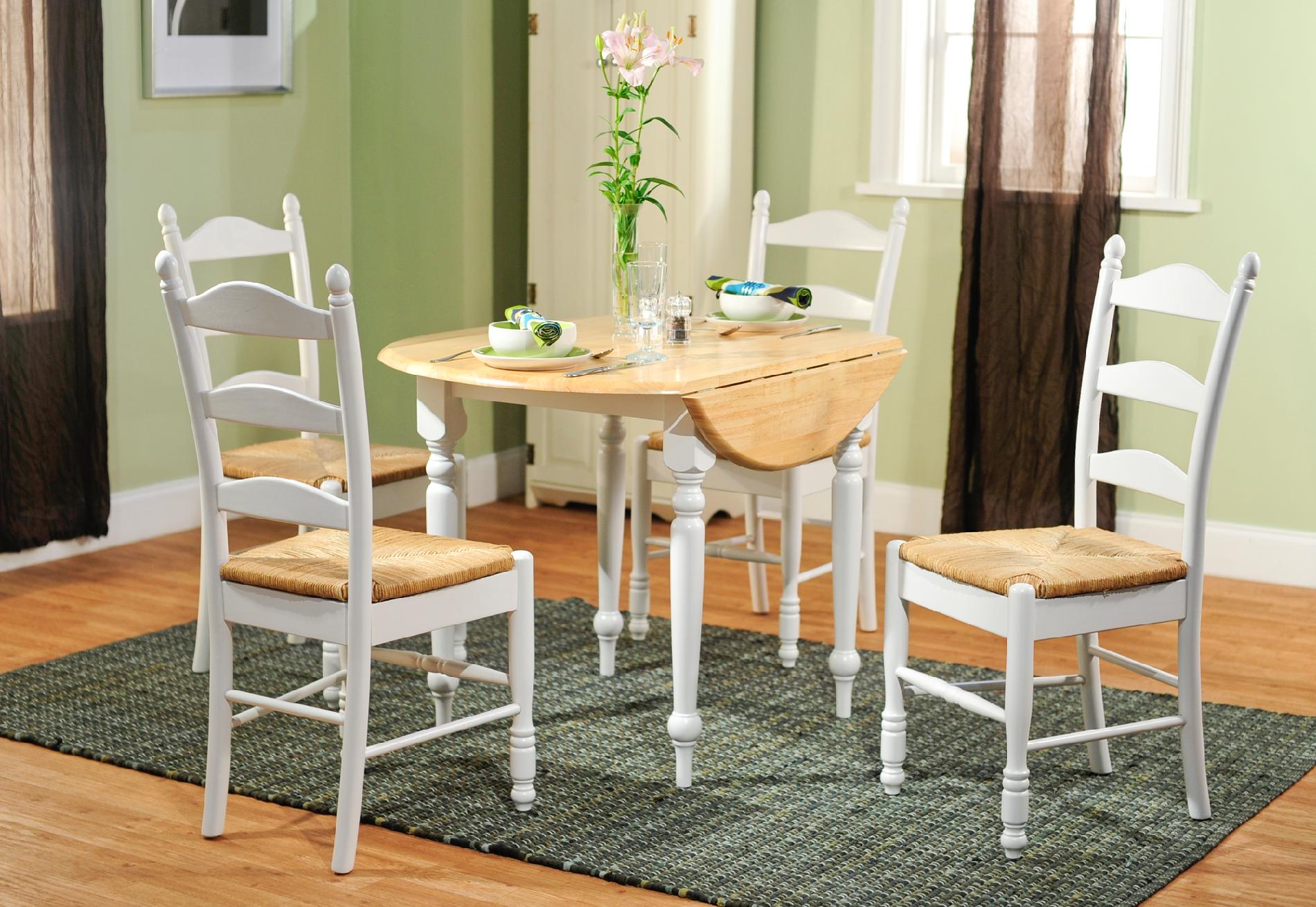 5pc Ladderback dining set in white and natural