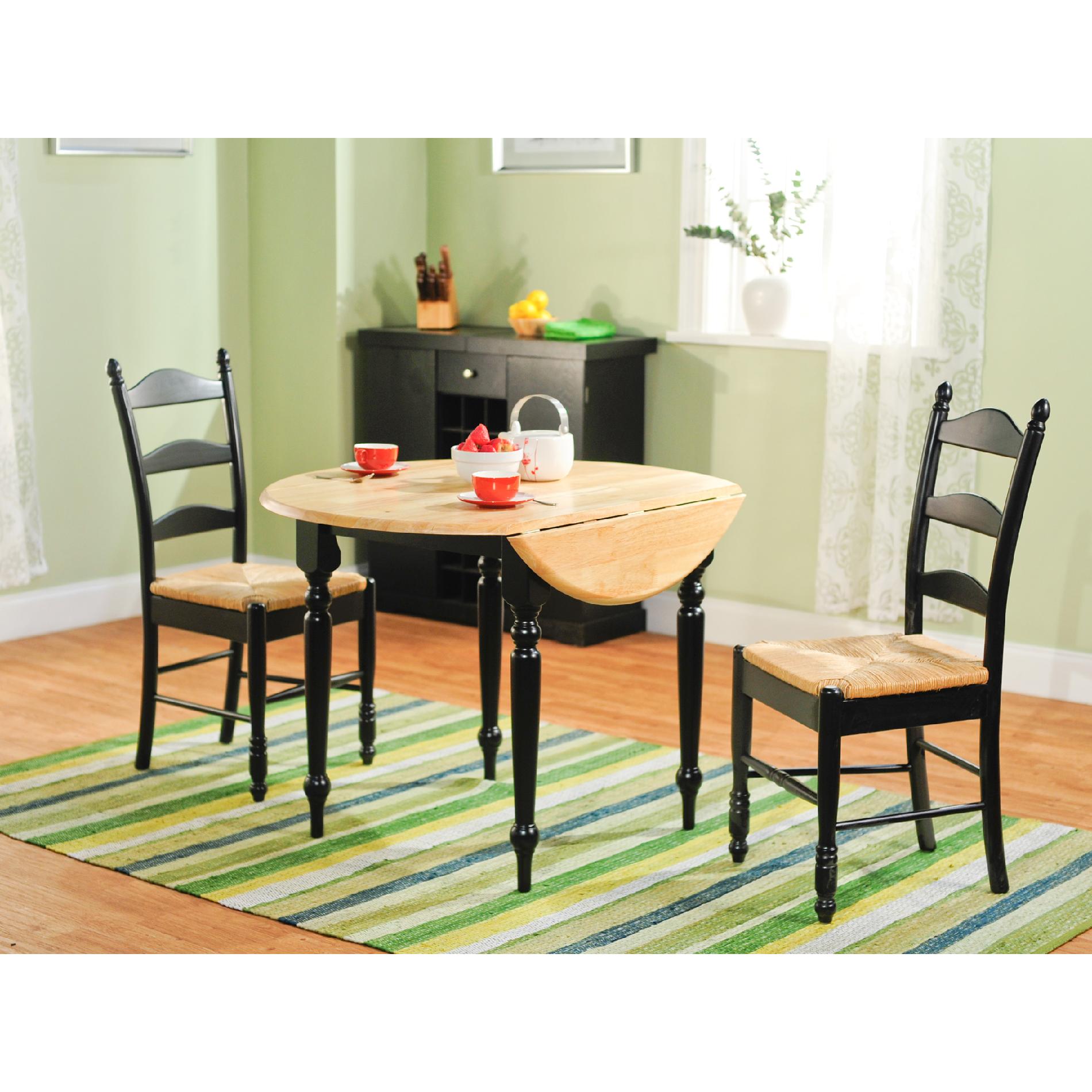 3pc Ladderback dining set in black and natural