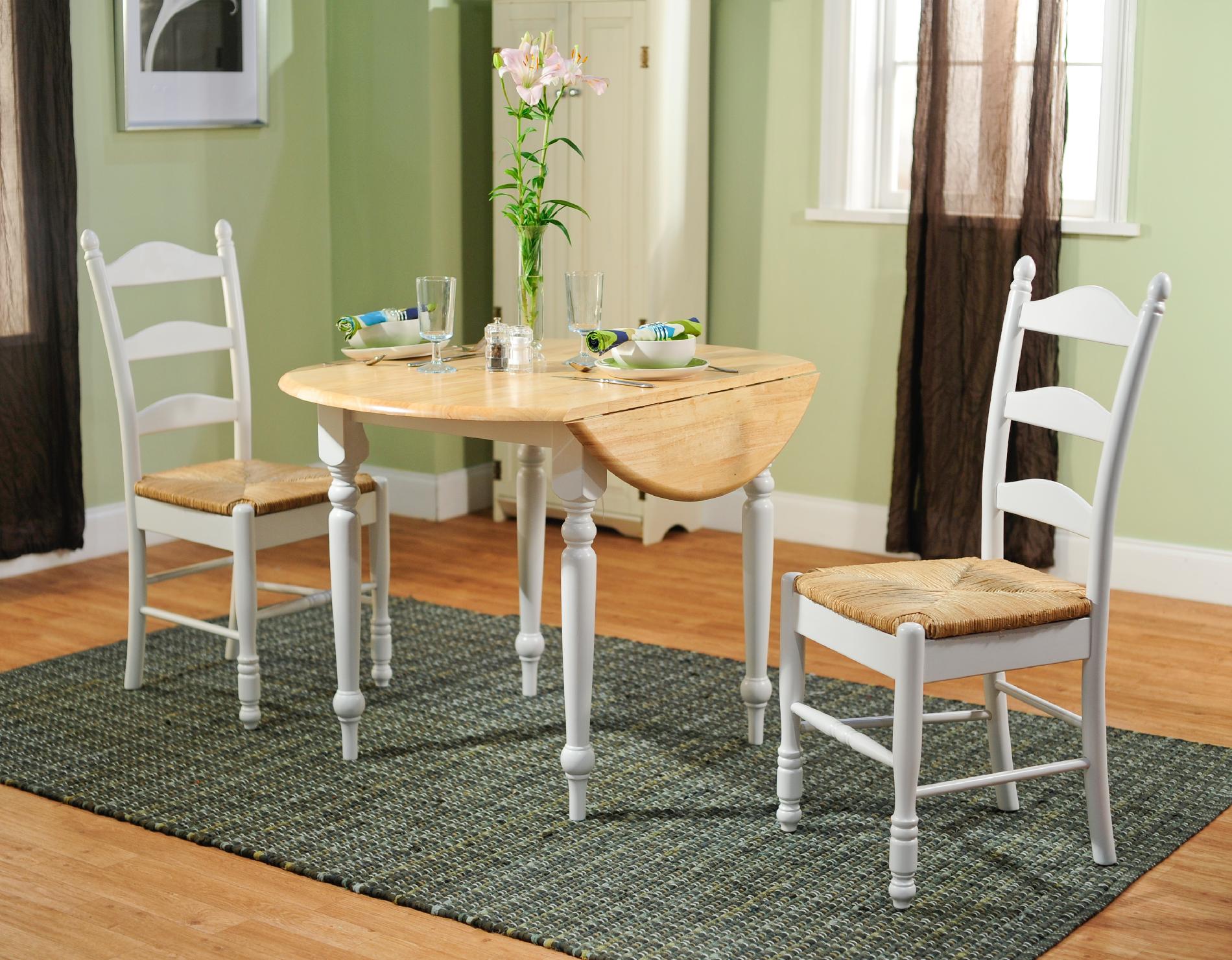 3pc Ladderback dining set in white and natural