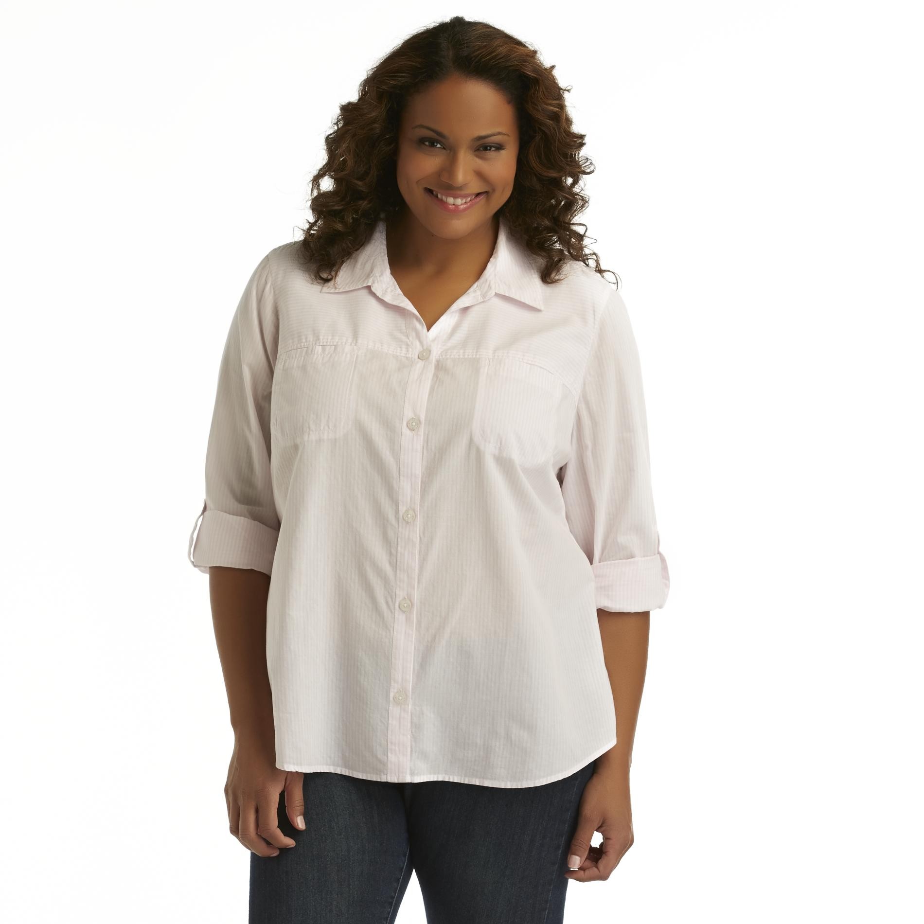 Laura Scott Women's Plus Casual Button-Front Shirt