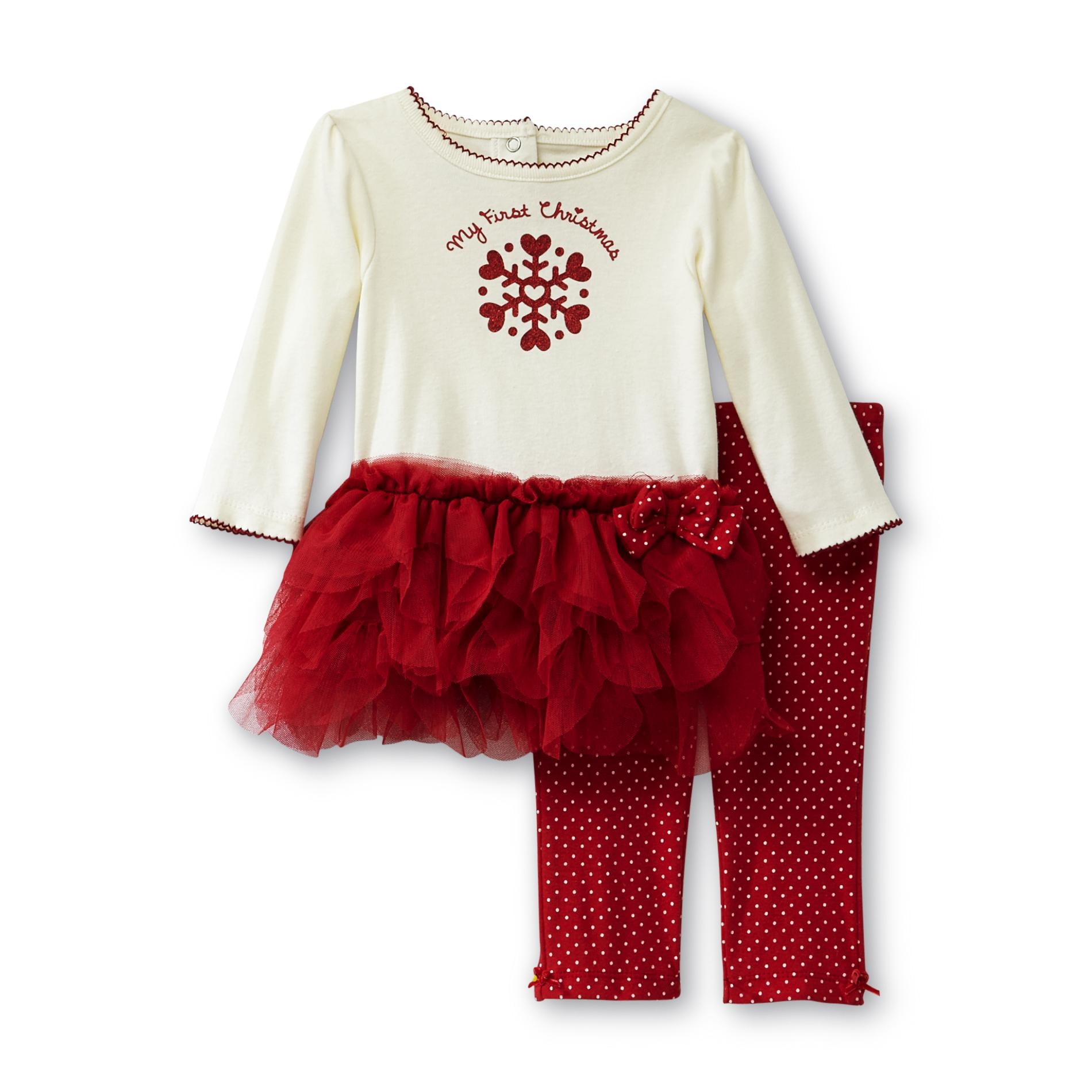 Small Wonders Newborn Girl's Dress & Pants - Christmas