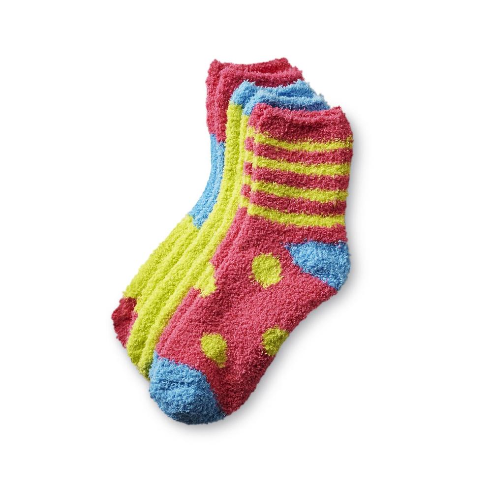 Joe Boxer 3 Pairs Women's Multicolor Plush Socks