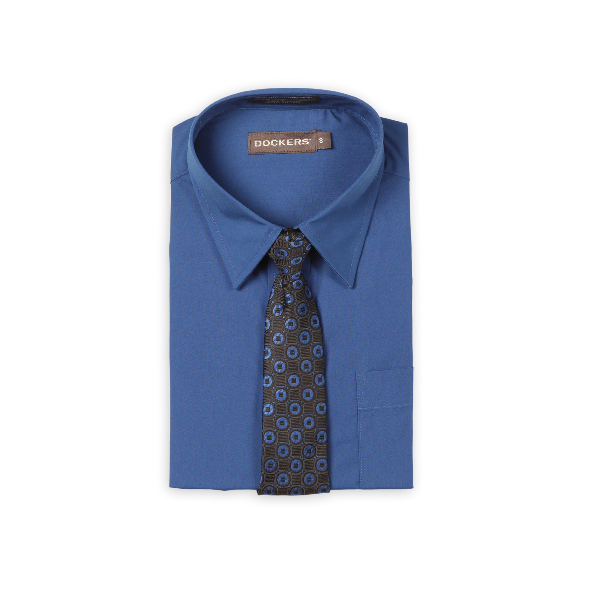 Dockers Boys'  Dot Tie and Blue Shirt