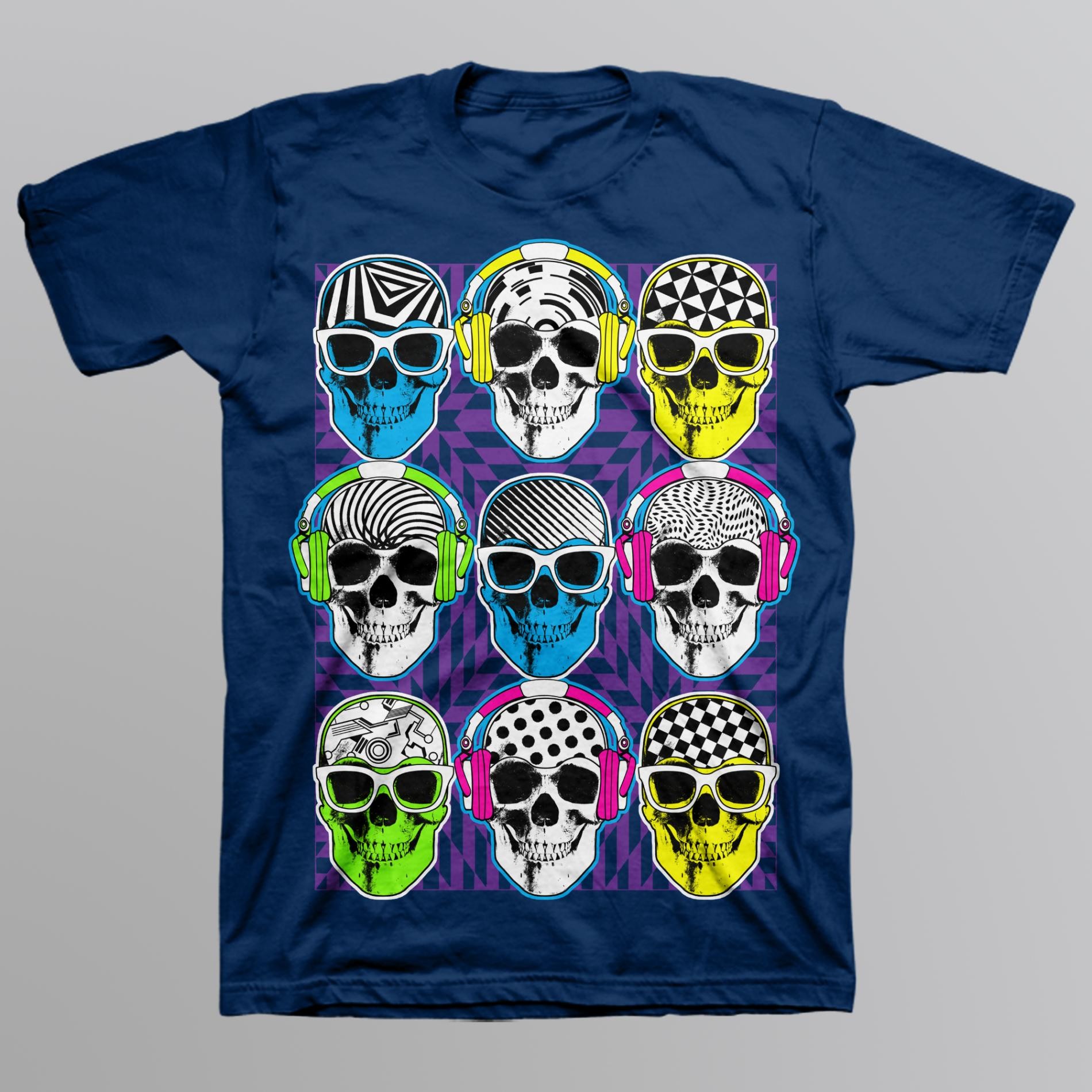 Route 66 Boy's Graphic T-Shirt - Psychedelic Skull Heads