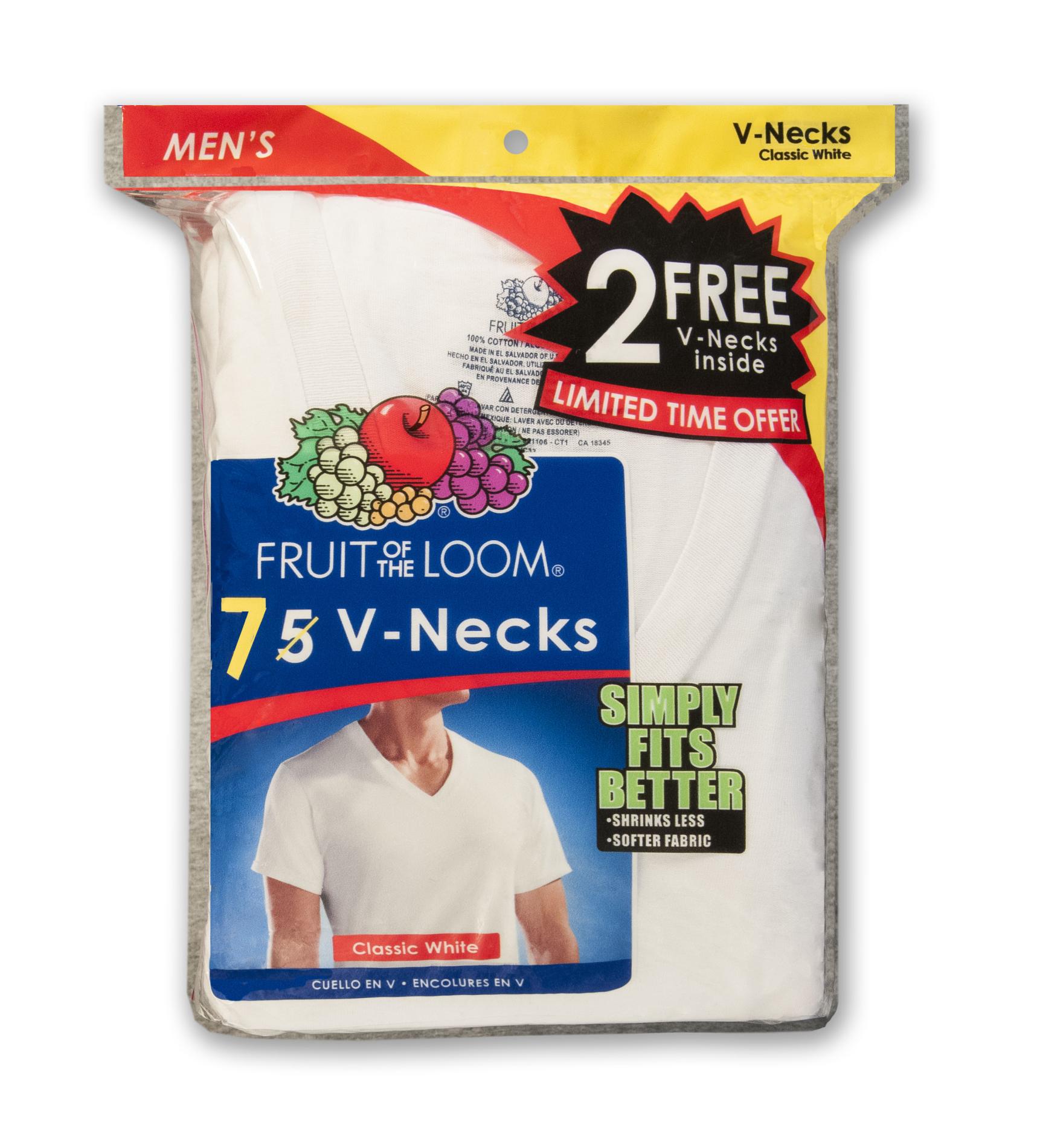Fruit of the Loom Men's 7-Pack V-Neck T-Shirts