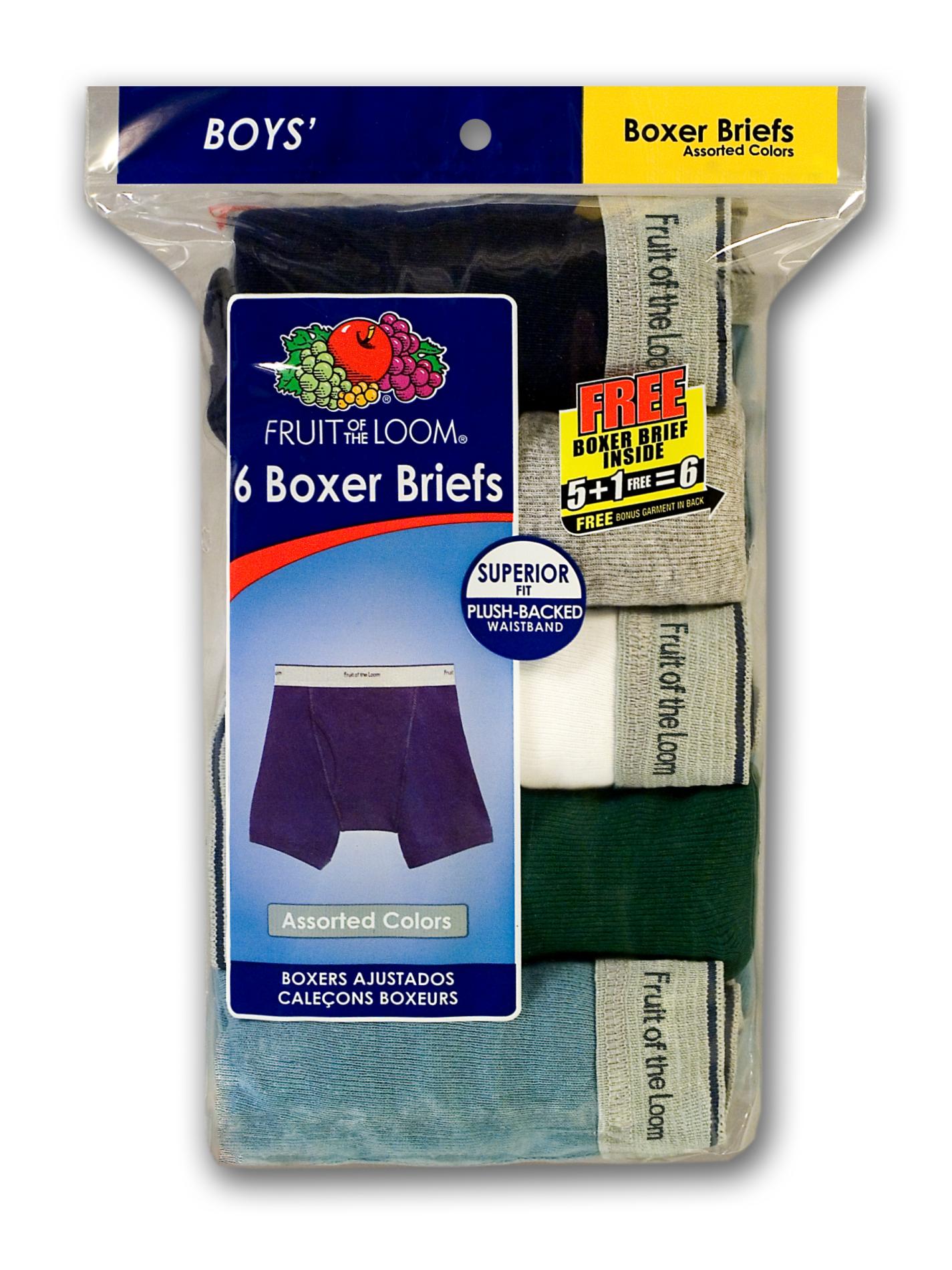 Fruit of the Loom Boy's 6Pack Boxer Briefs Assorted Colors Size XL