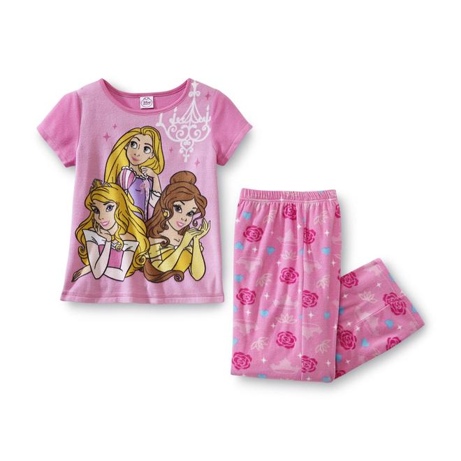 Disney Girl's Short Sleeve Princess Pajama Top & Pants Belle Aurora