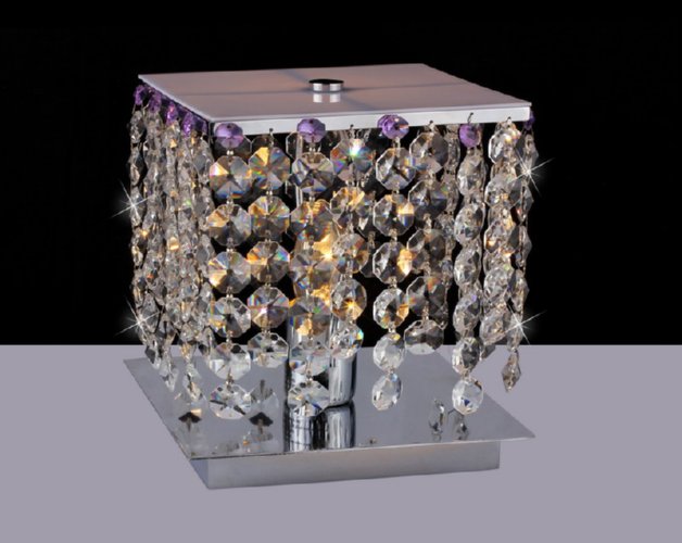 Warehouse of Tiffany Cynthia Purple Crystal-Chrome Table Lamp