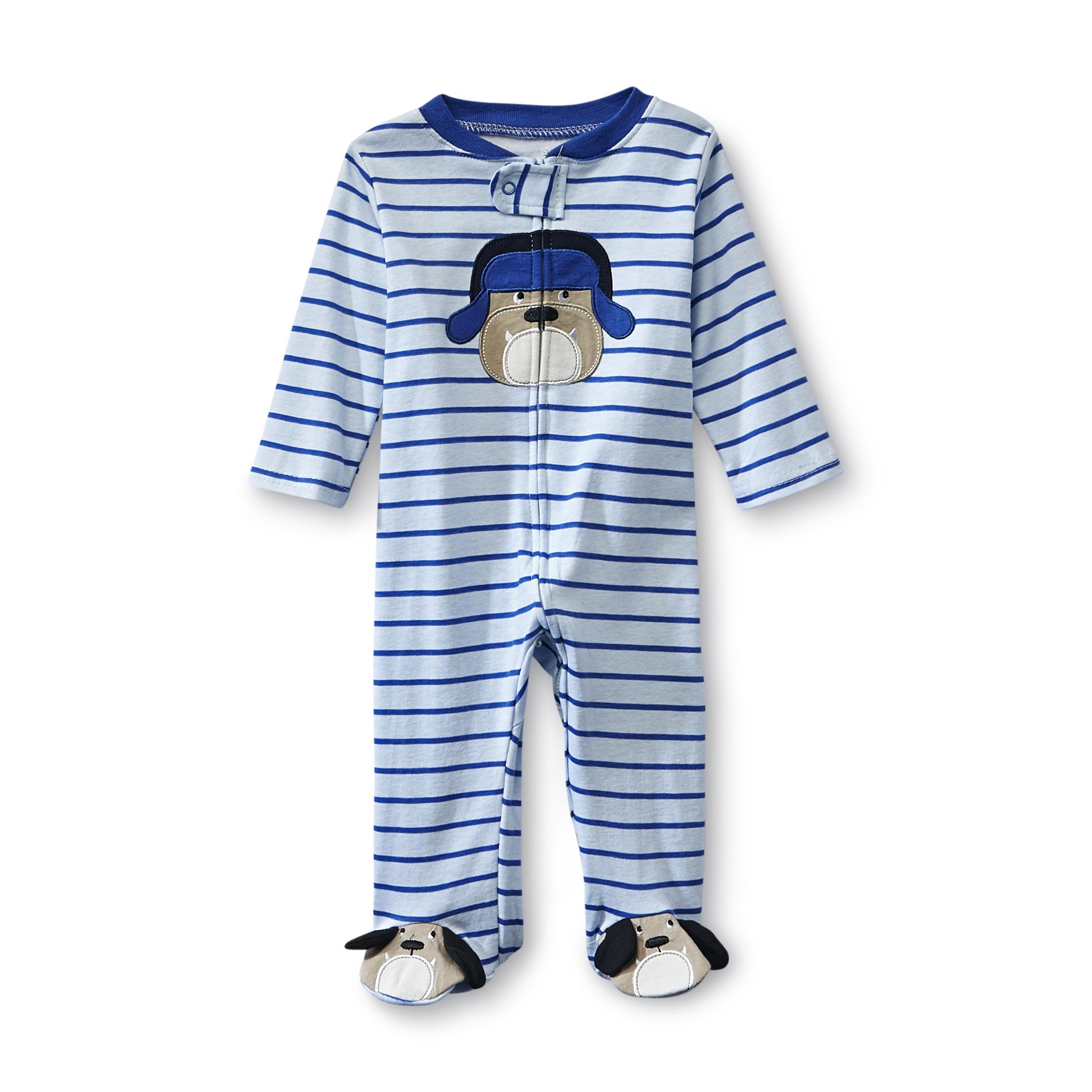 Small Wonders Boys' Blue Striped One-Piece Footed Pajamas