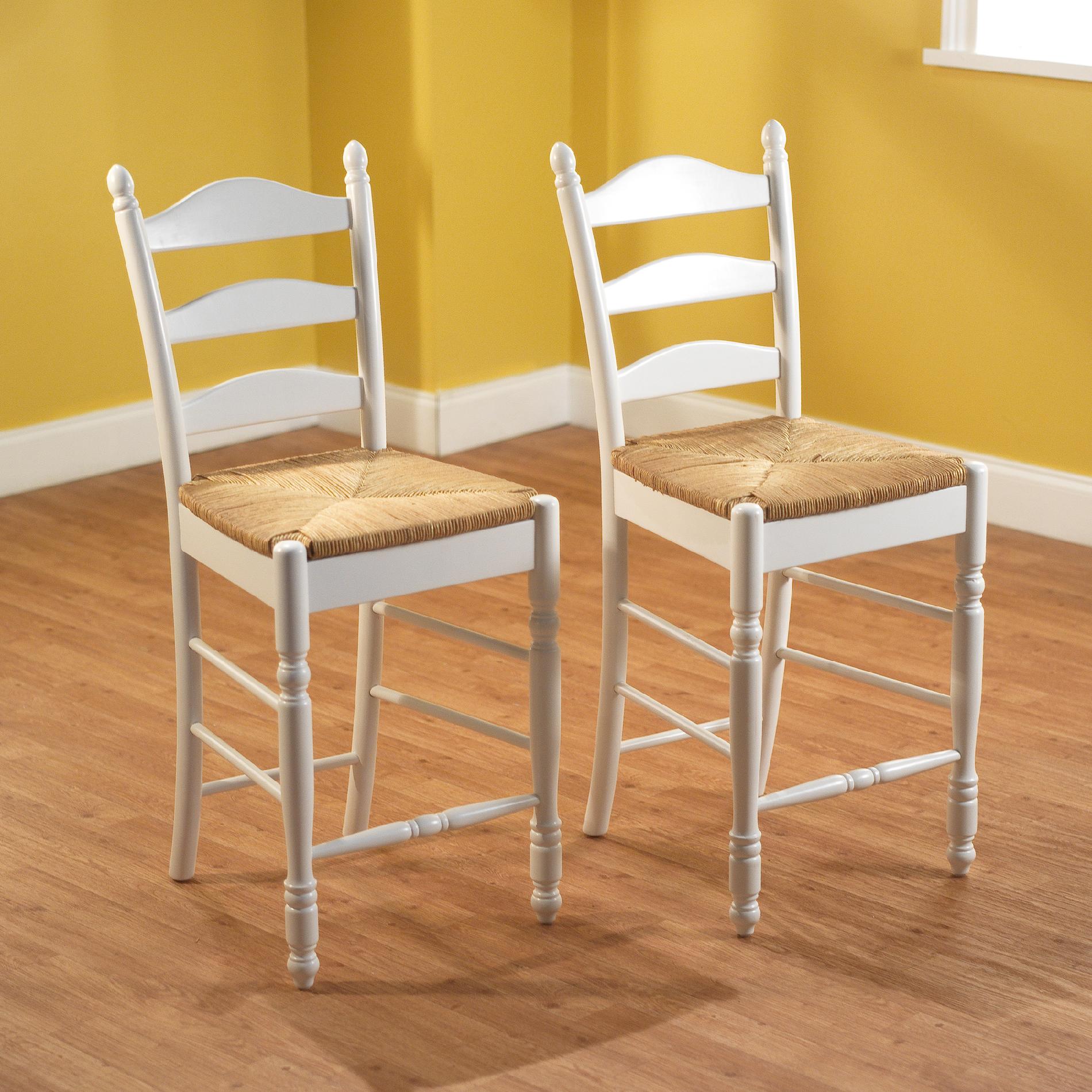 2pc set of Ladderback stools in white 24"