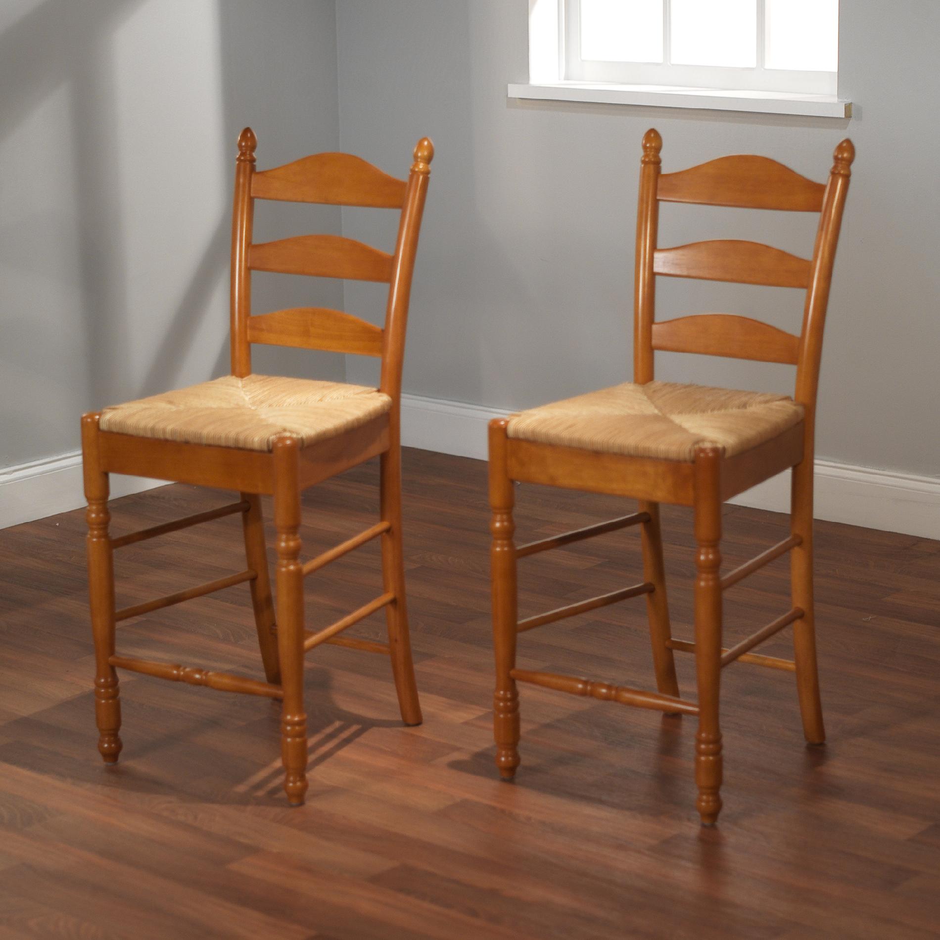2pc set of Ladderback stools in oak 24"