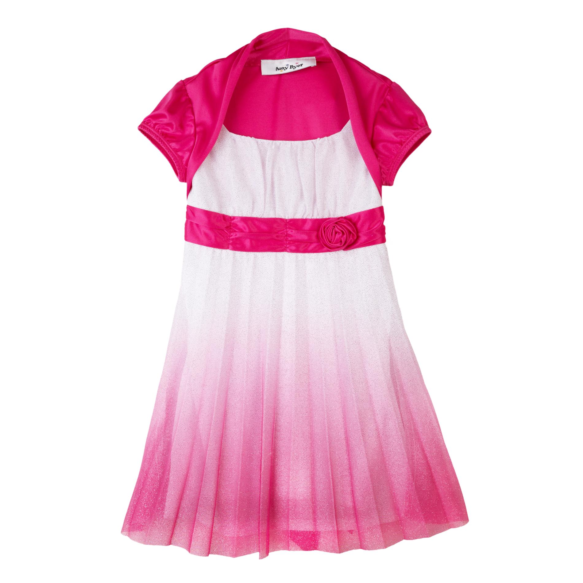Amy's Closet Girl's Mock Bolero Dress - Ombre Dip Dye