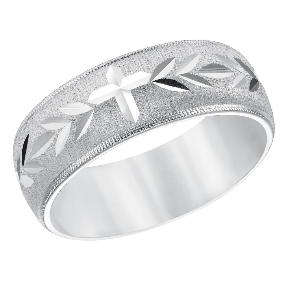 8mm Engraved Comfort Fit Sterling Silver Band
