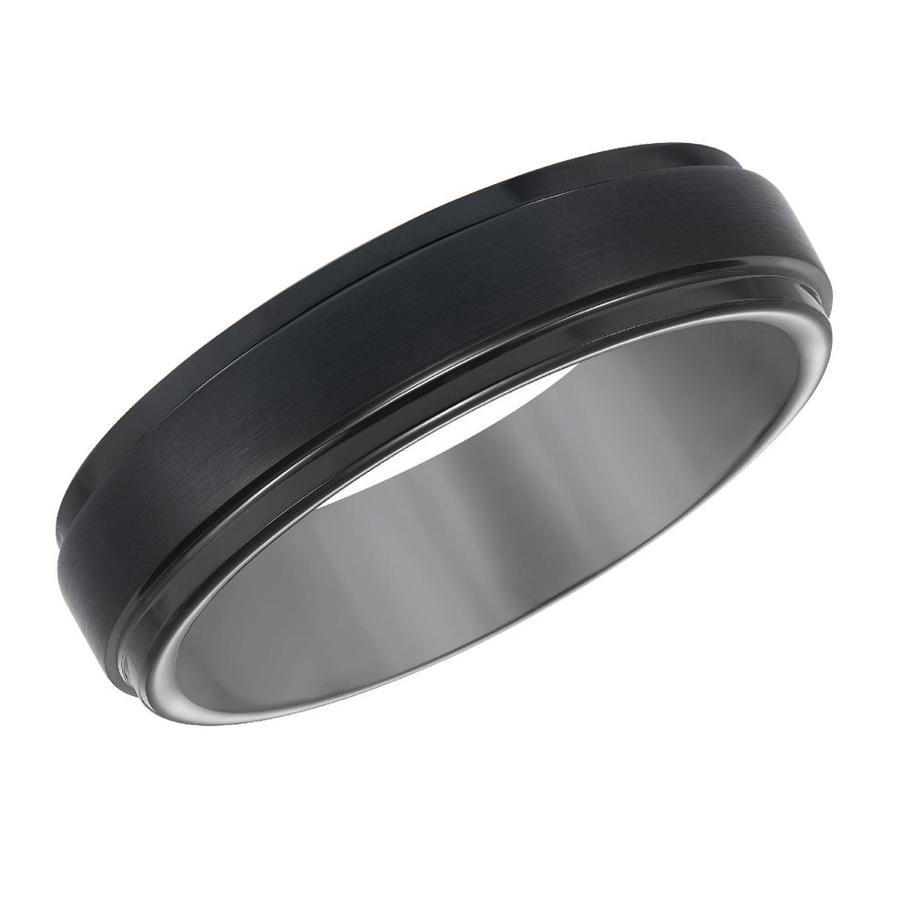 6mm Engraved Comfort Fit Black Tungsten Band