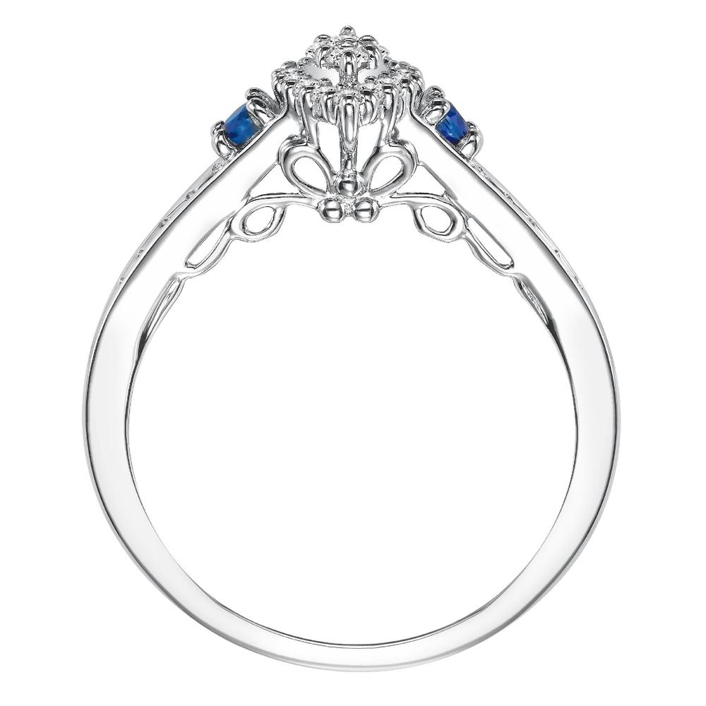 Promise Your Love 3/8 Cttw. Marquise Cut Diamond & Sapphire Engagement Ring Sterling Silver