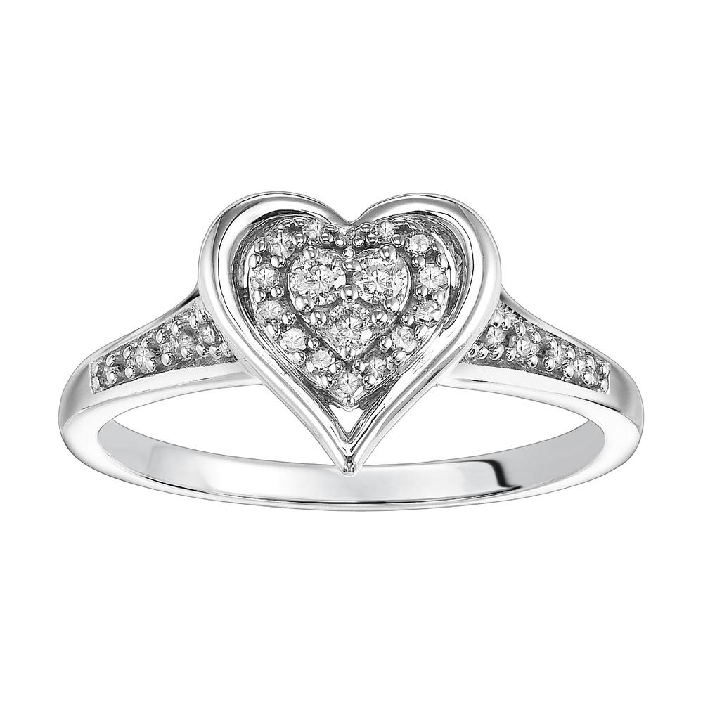 Promise Your Love 1/6 Cttw. Round Cut Diamonds Engagement Ring Sterling Silver