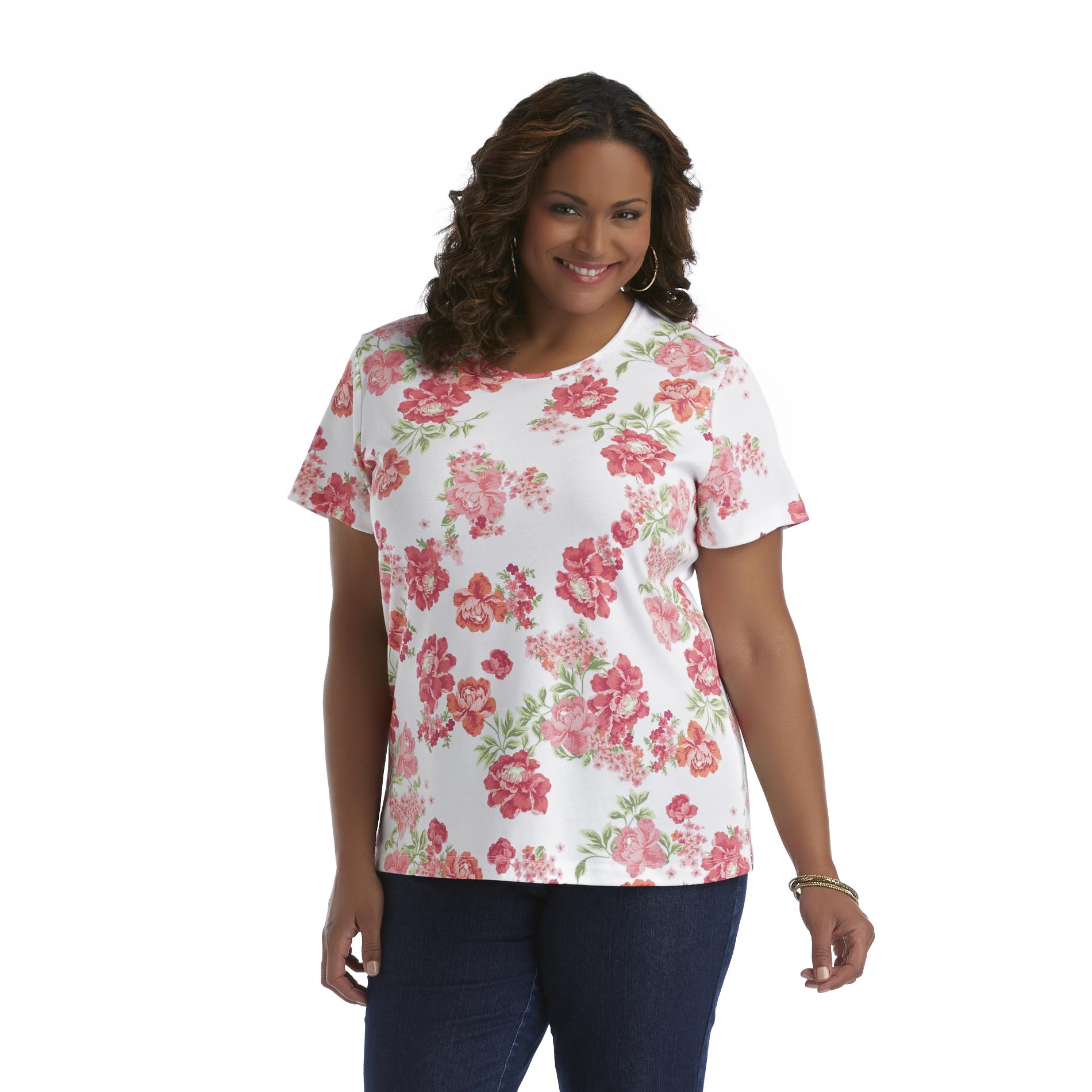 Laura Scott Women's Plus Short-Sleeve T-Shirt - Floral