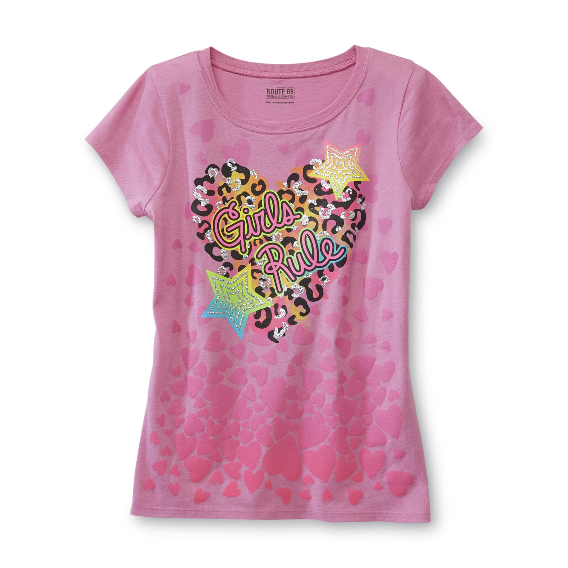 Route 66 Girl's Glitter Heart T-Shirt - Girls Rule