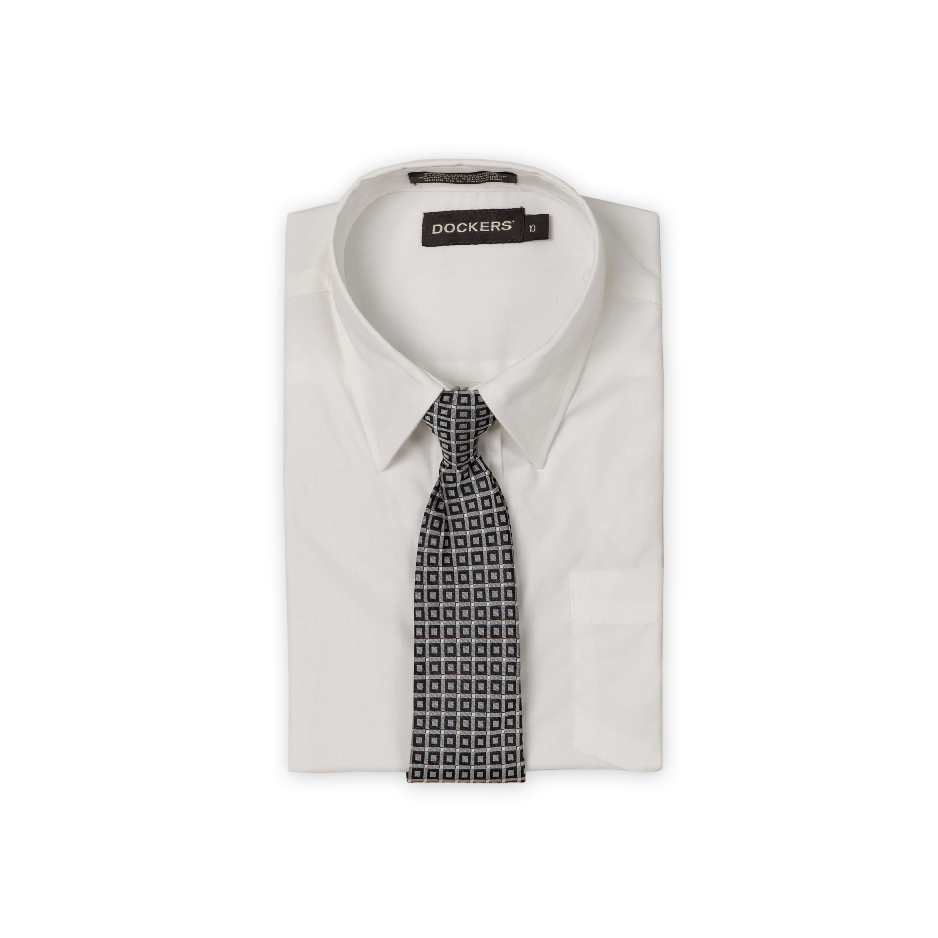 Dockers Boy's Dress Shirt & Checkered Necktie