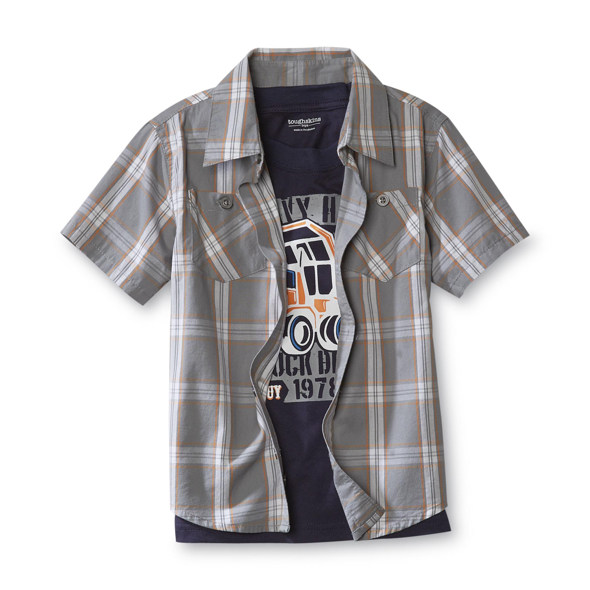 Toughskins Infant & Toddler Boy's Plaid T-Shirt & Button-Front Shirt - Truck