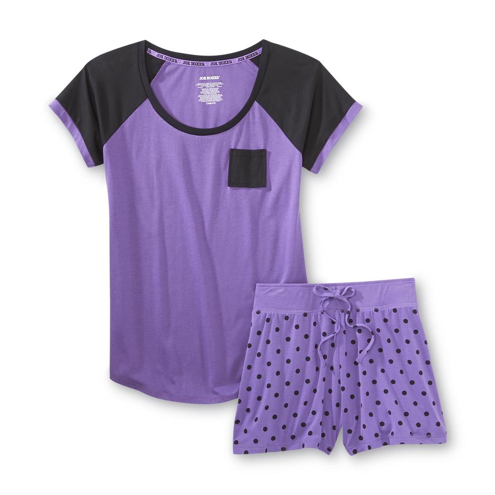 Joe Boxer Women's Pajama Top & Shorts - Colorblock & Polka Dot