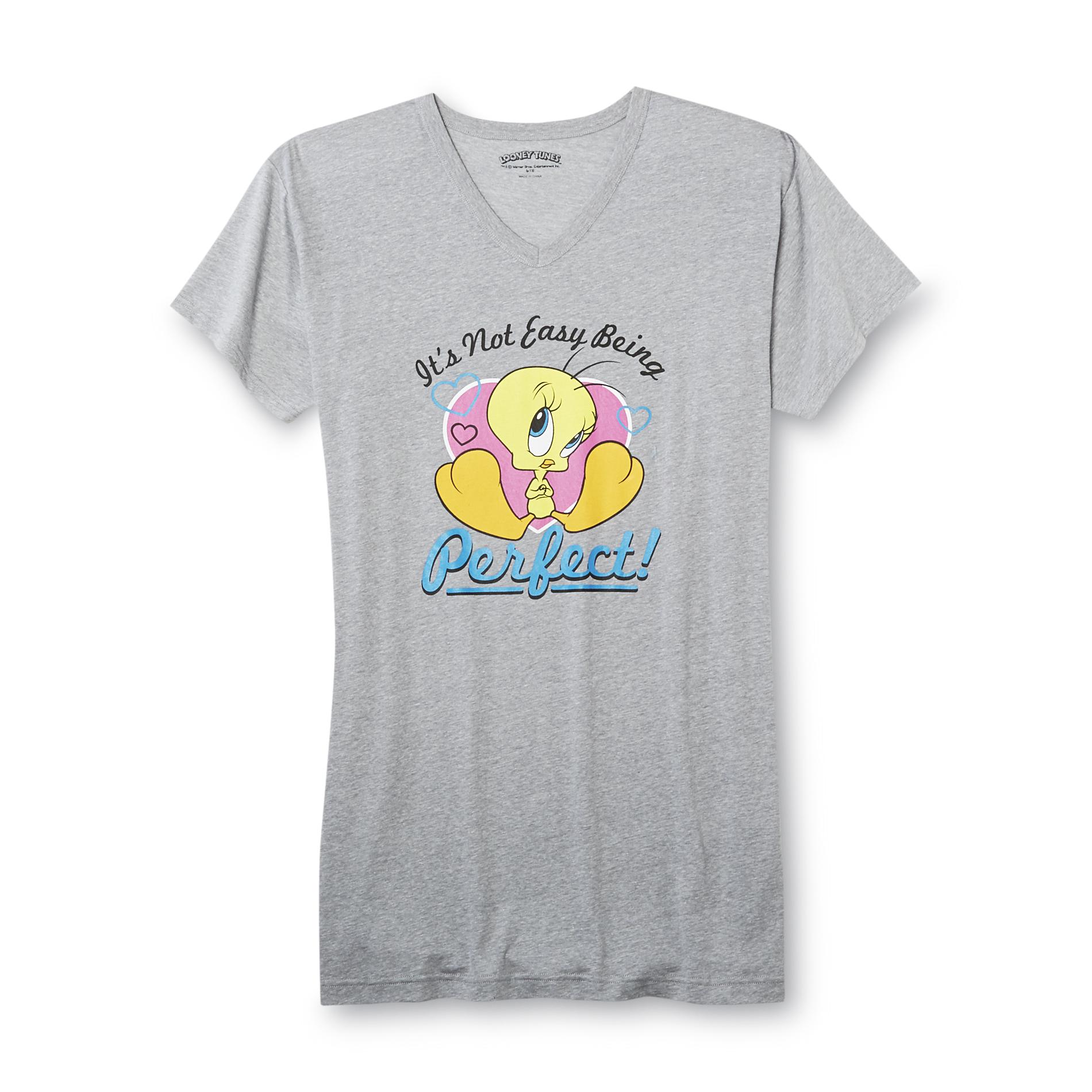 Looney Tunes Tweety Bird Women's V-Neck Dorm Shirt - Perfect