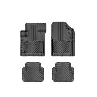 BDK 3-Piece All-Weather Universal Fit Front &amp; Rear Floor Mats For Cars Trucks SUVs Vans, All-Weather Easy-to-Clean Diamond Metal Pattern Durable Heavy Duty Non-Slip Protection - Metallic Red