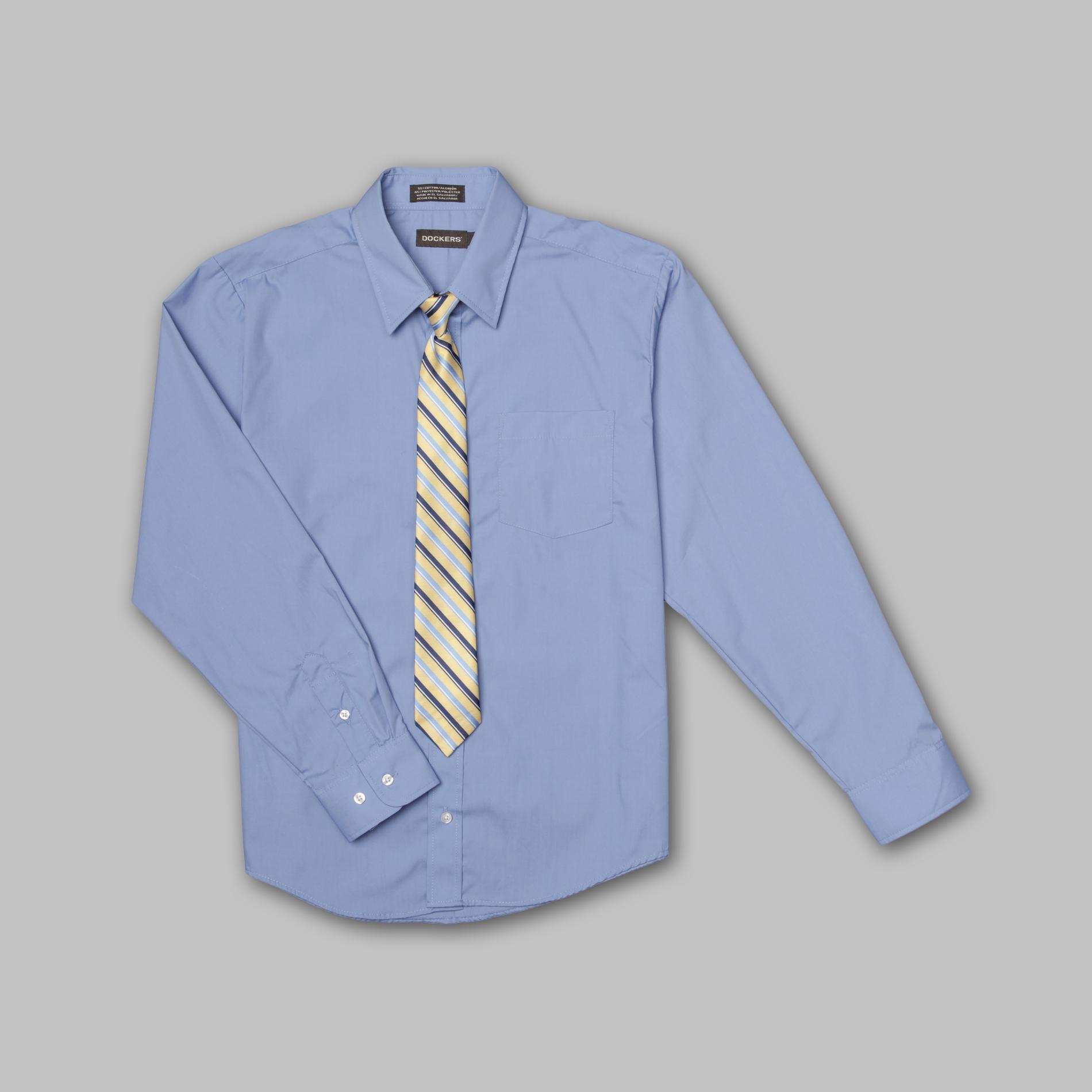 Dockers Boy's Husky Dress Shirt & Tie