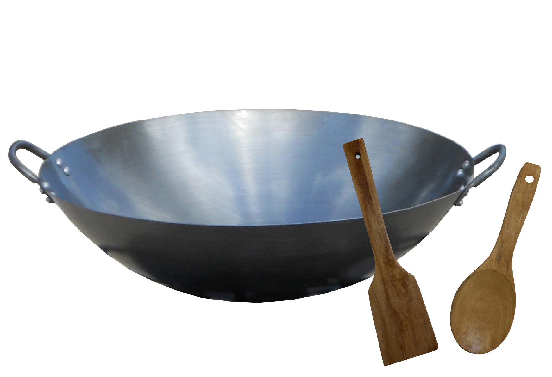 King Kooker&reg; 18" Steel Wok with Wooden Cooking Utensils